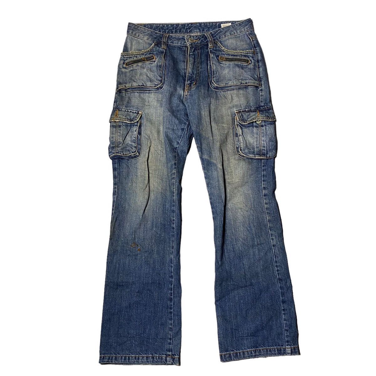 If Six Was Nine 2000's Flared Seawash 3D Multipocket Jeans Size US 30 / EU 46 - 1 Thumbnail