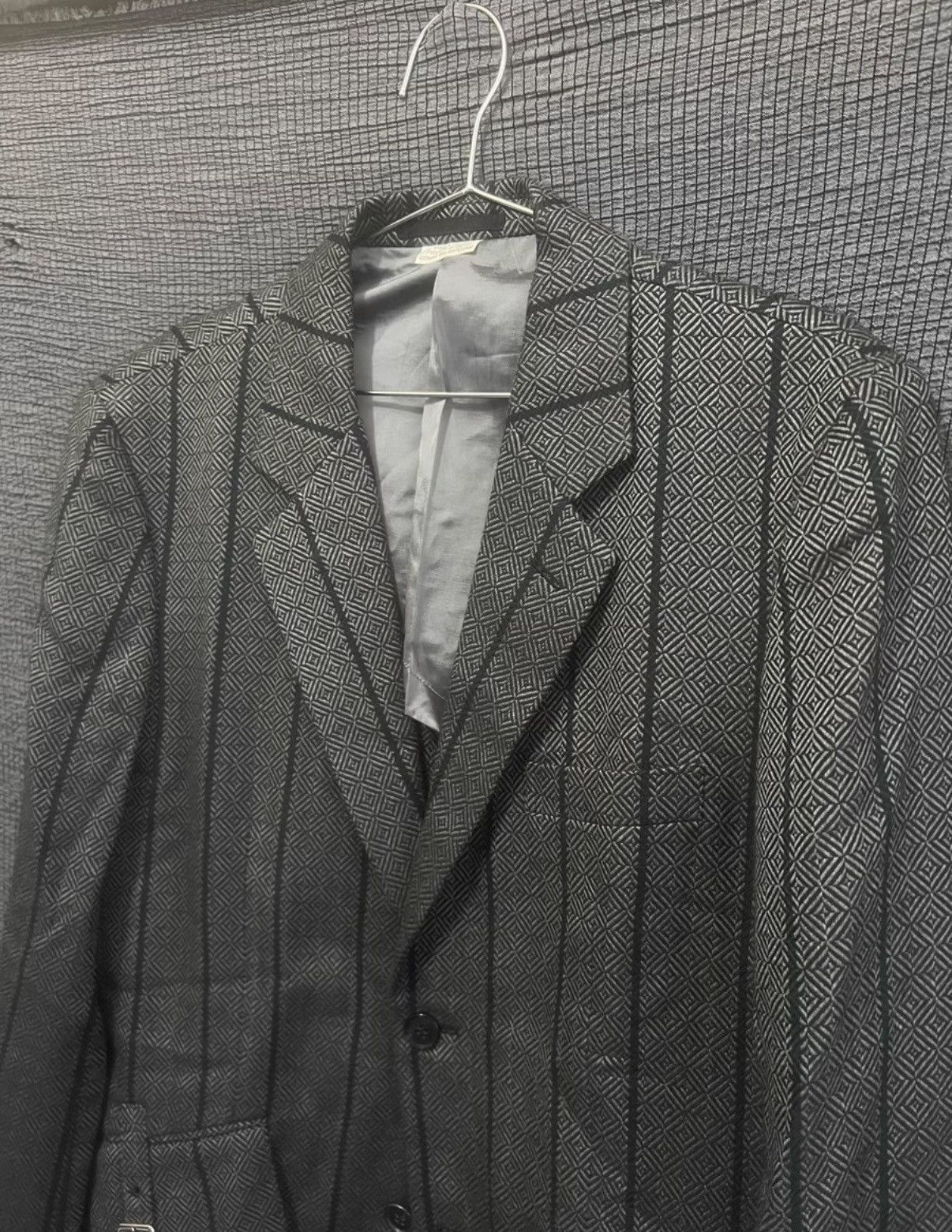 Comme des Garcons Homme Comme des Garçons HOMME DEUX Geometric Pattern Wool Blazer Size 40R - 2 Thumbnail