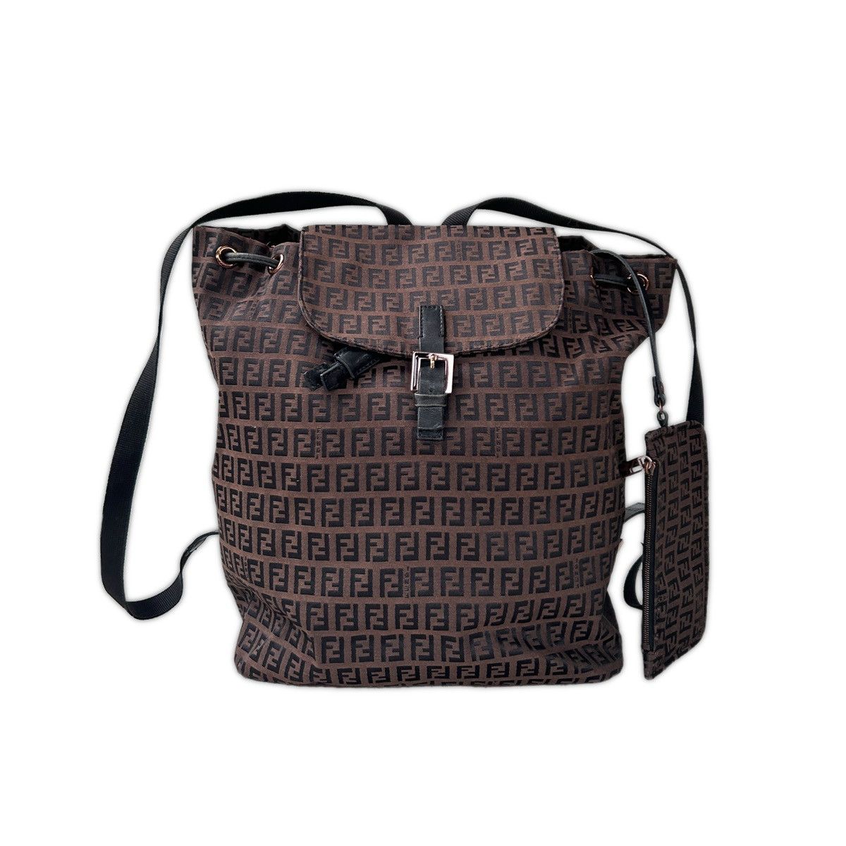 image of Vintage Fendi Monogram Backpack in Brown, Women's