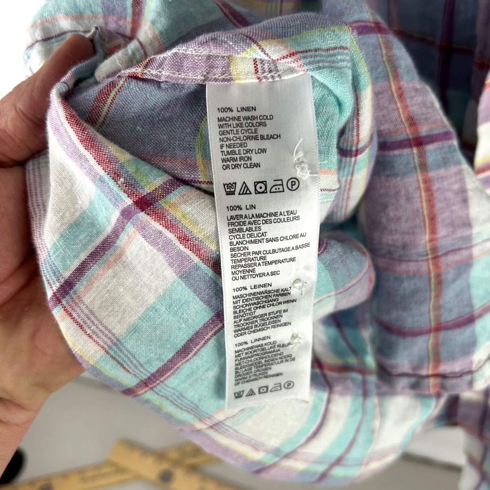 Tommy Bahama Tommy Bahama Button Up Mens 2XL Multicolor Plaid 100% Linen Long Sleeve Shirt Size US XXL / EU 58 / 5 - 6 Thumbnail