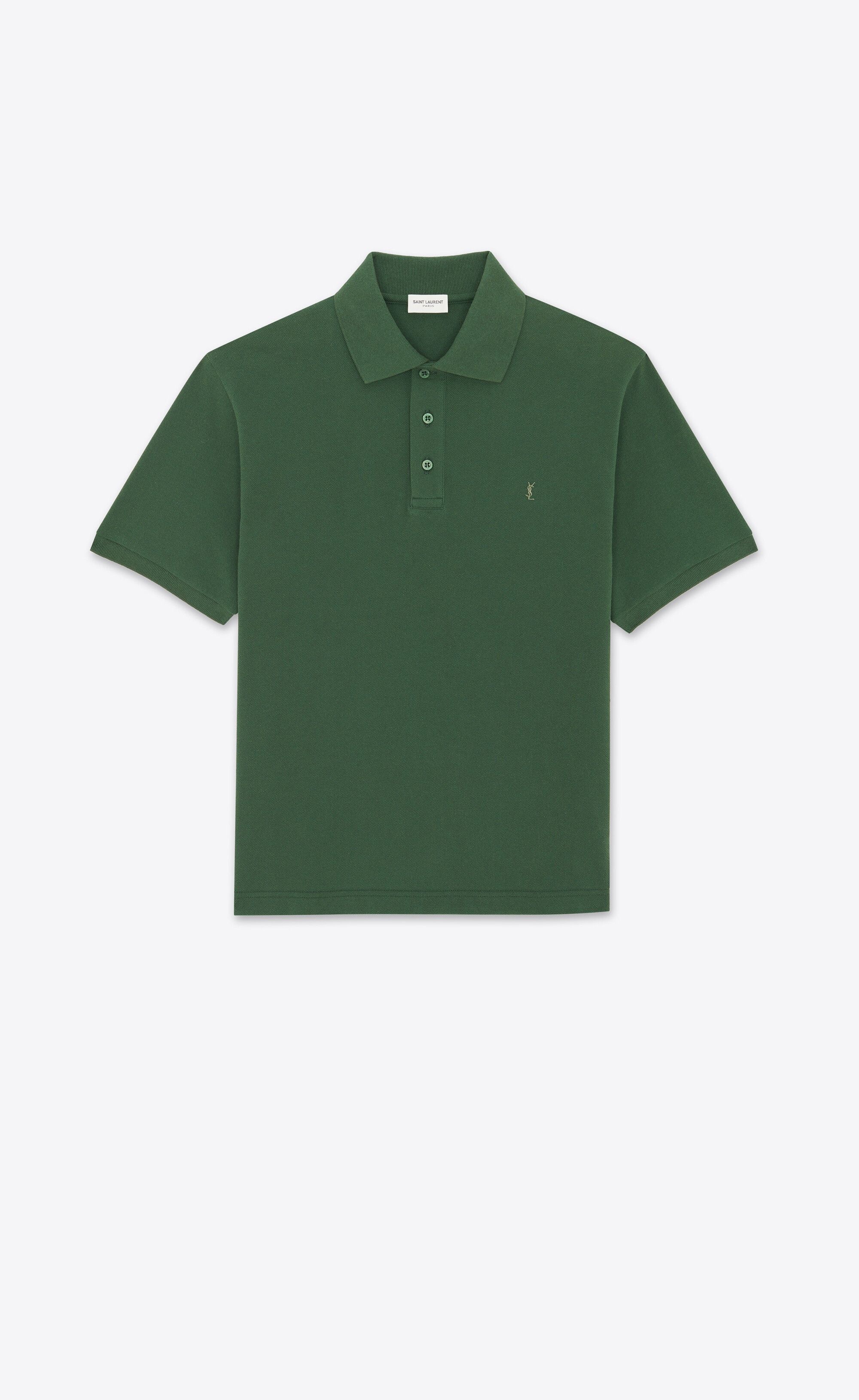 Saint Laurent Paris o1bcso1str0125 Polo Shirt Cassandre In Cotton Pique in Green Size US M / EU 48-50 / 2 - 1 Thumbnail