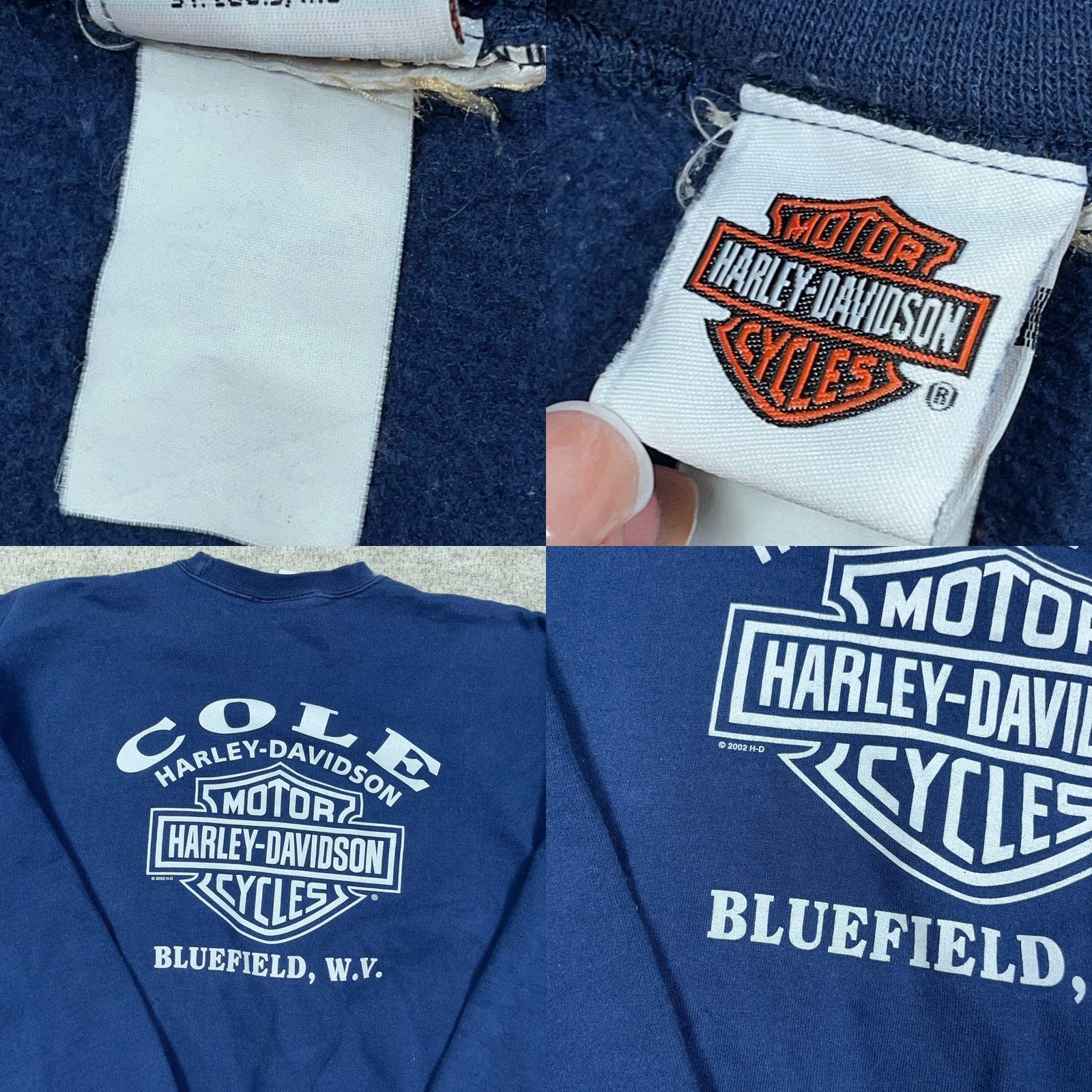 Harley Davidson VINTAGE Harley-Davidson Sweatshirt Men XL Blue Crewneck Spellout Y2K Tattoo Size US XL / EU 56 / 4 - 8 Thumbnail