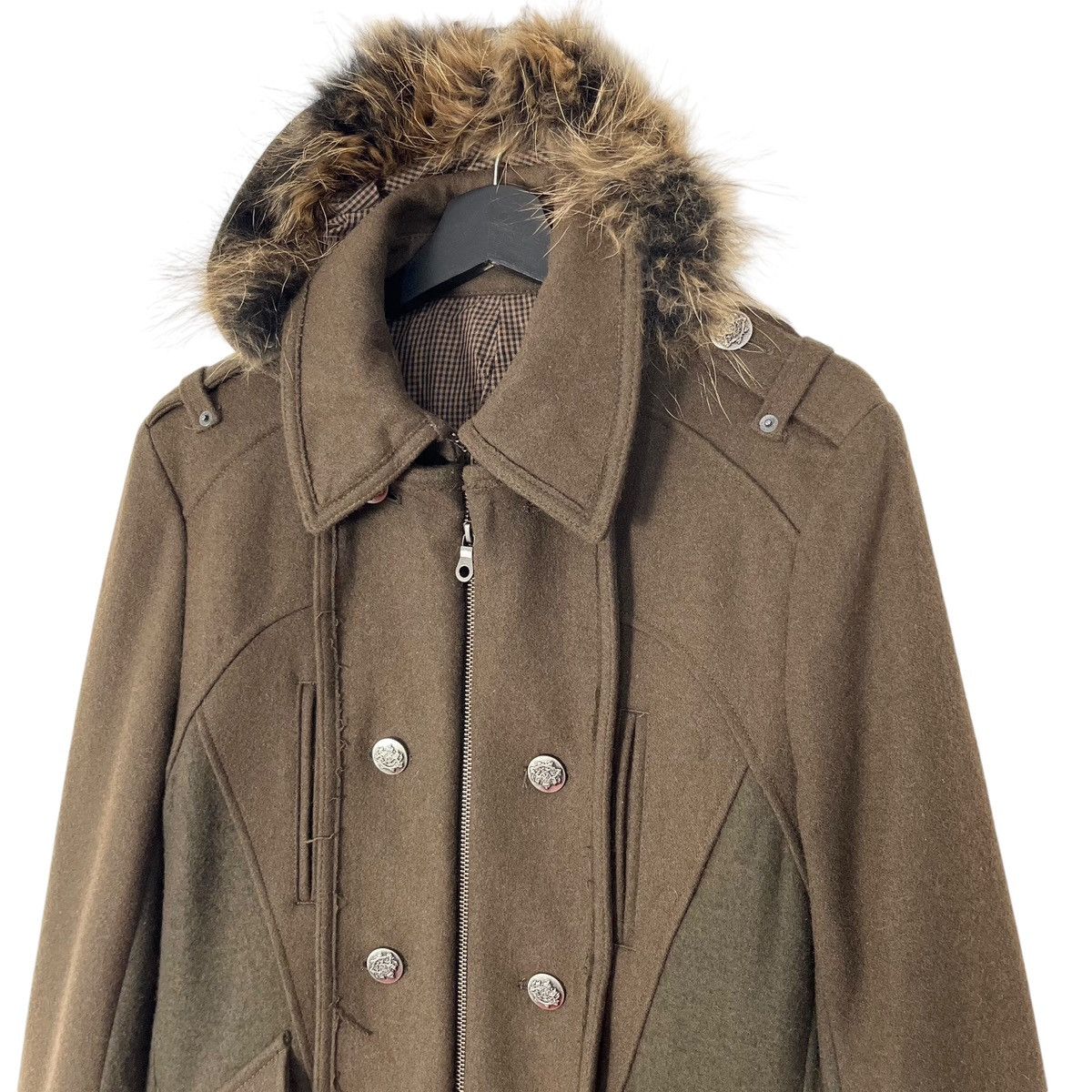 Designer × Japanese Brand Japanese Brand PPFM Detachable Furs Hoodie Women Wool Jacket Size M / US 6-8 / IT 42-44 - 2 Thumbnail