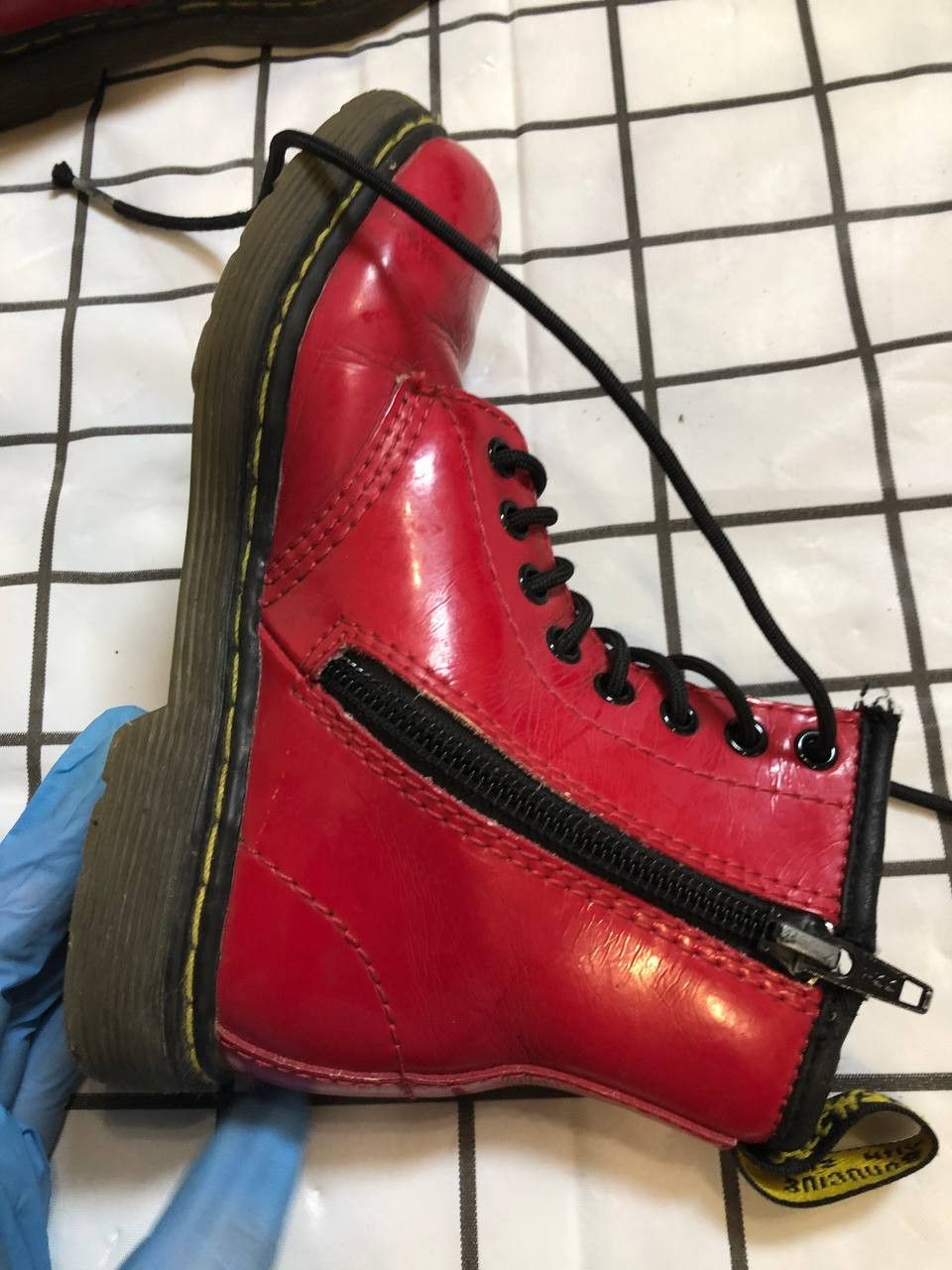 Dr. Martens Dr Martens Brooklee Red Patent Zip And Lace Boots Size US 4 / IT 34 - 5 Thumbnail