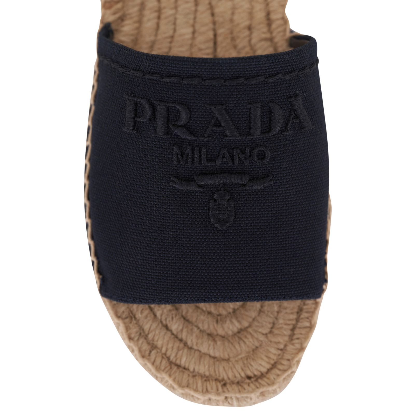 Prada Prada Baltico Blue Canvas Plaque Logo Slide Open Toe Size US 8 / IT 38 - 10 Thumbnail