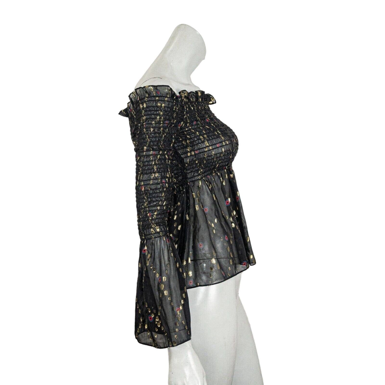 A.L.C. A.L.C. Agra Black Gold Metallic off Shoulder Blouse sheer 4 Size S / US 4 / IT 40 - 5 Thumbnail