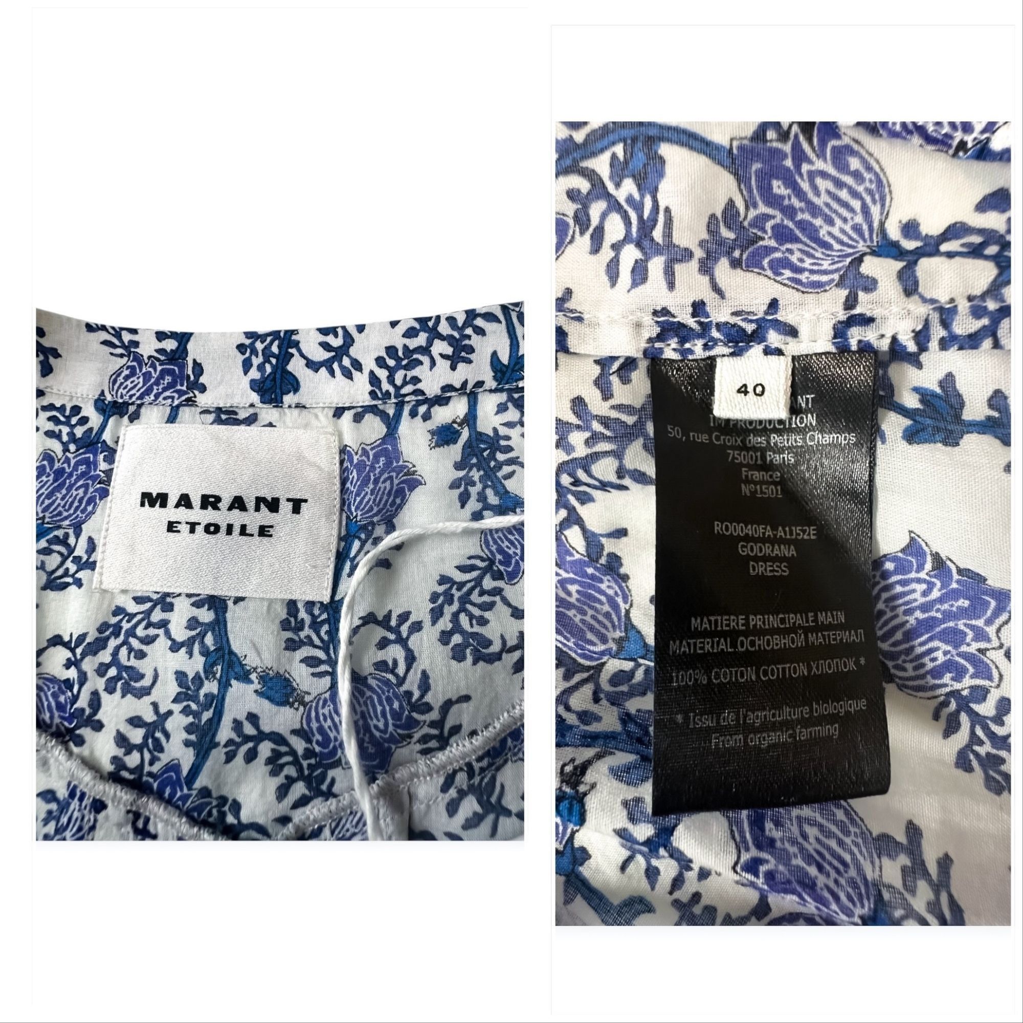 Isabel Marant Etoile Isabel Marant Étoile Godrana Blue Floral Cotton Mini Dress F Size M / US 6-8 / IT 42-44 - 3 Thumbnail