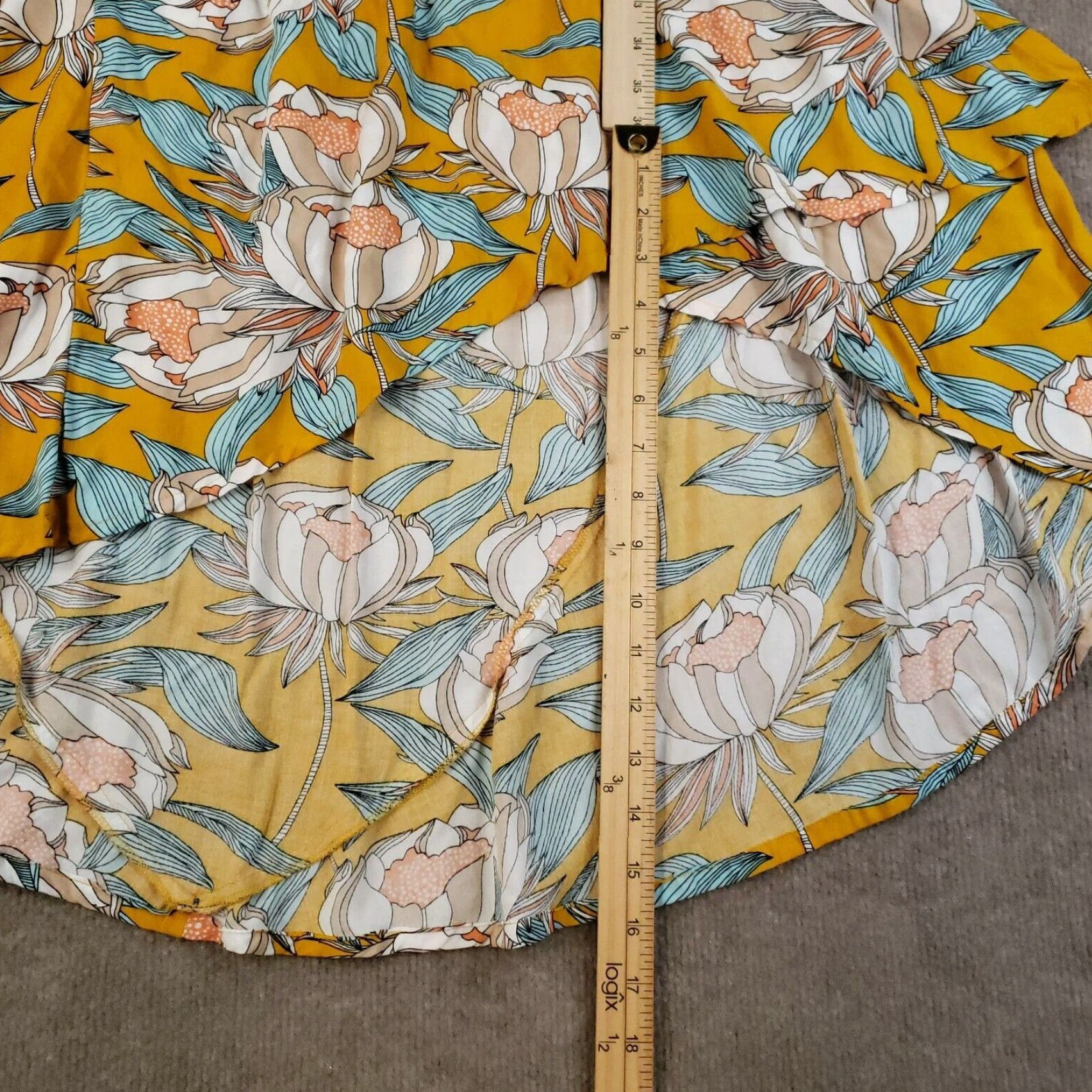 Vintage ELF Made By Hand Womens Medium Yellow Floral Wrap Dress Midi 3/4 Sleeve Size M / US 6-8 / IT 42-44 - 5 Thumbnail