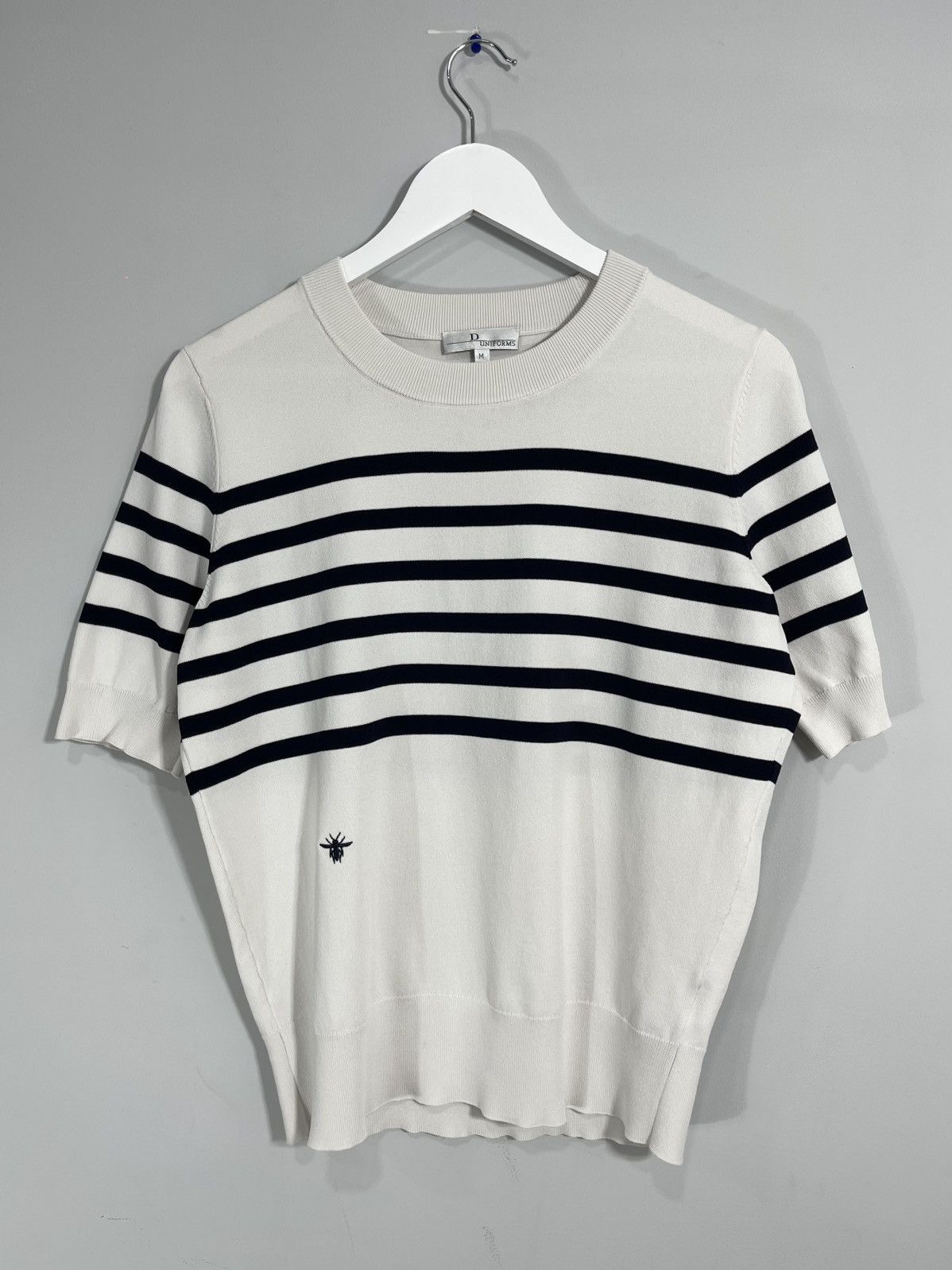 Dior Dior Uniforms Bee Logo Short Sleeve Striped Sweatshirt Size M / US 6-8 / IT 42-44 - 1 Thumbnail