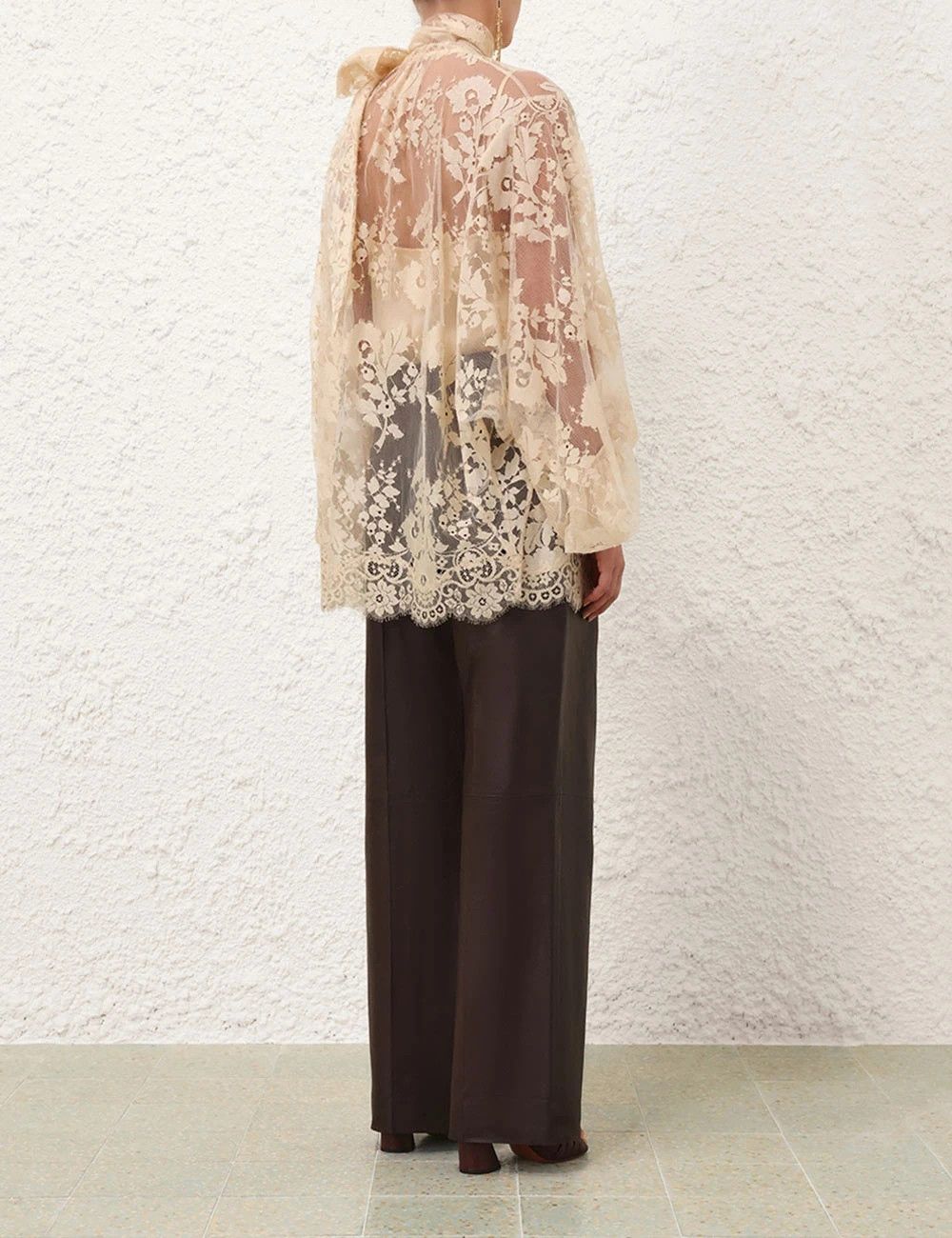 Zimmermann oc11z0725 Illustration Lace Blouse in Beige Size M / US 6-8 / IT 42-44 - 5 Thumbnail