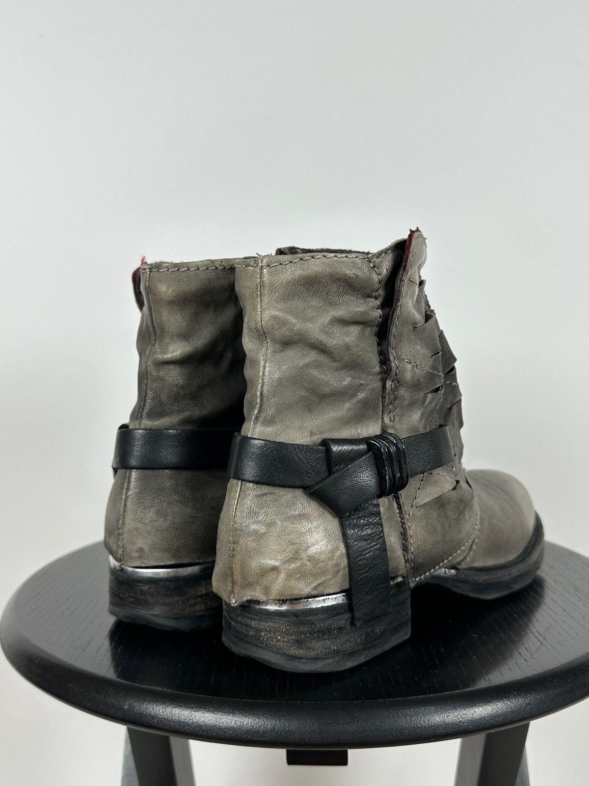 A.S.98 A.S.98. Airstep Gray Leather Biker Ankle Buckle Strap Boots Size US 8 / IT 38 - 5 Thumbnail