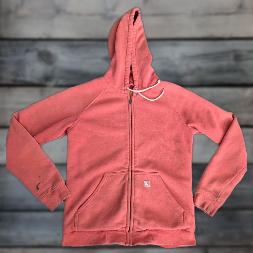 Carhartt VINTAGE Carhartt Hoodie Women's Small Pink Thermal Waffle Knit Full Zip Knit Lined 90s Logo USA Activewear Size S / US 4 / IT 40 - 1 Thumbnail