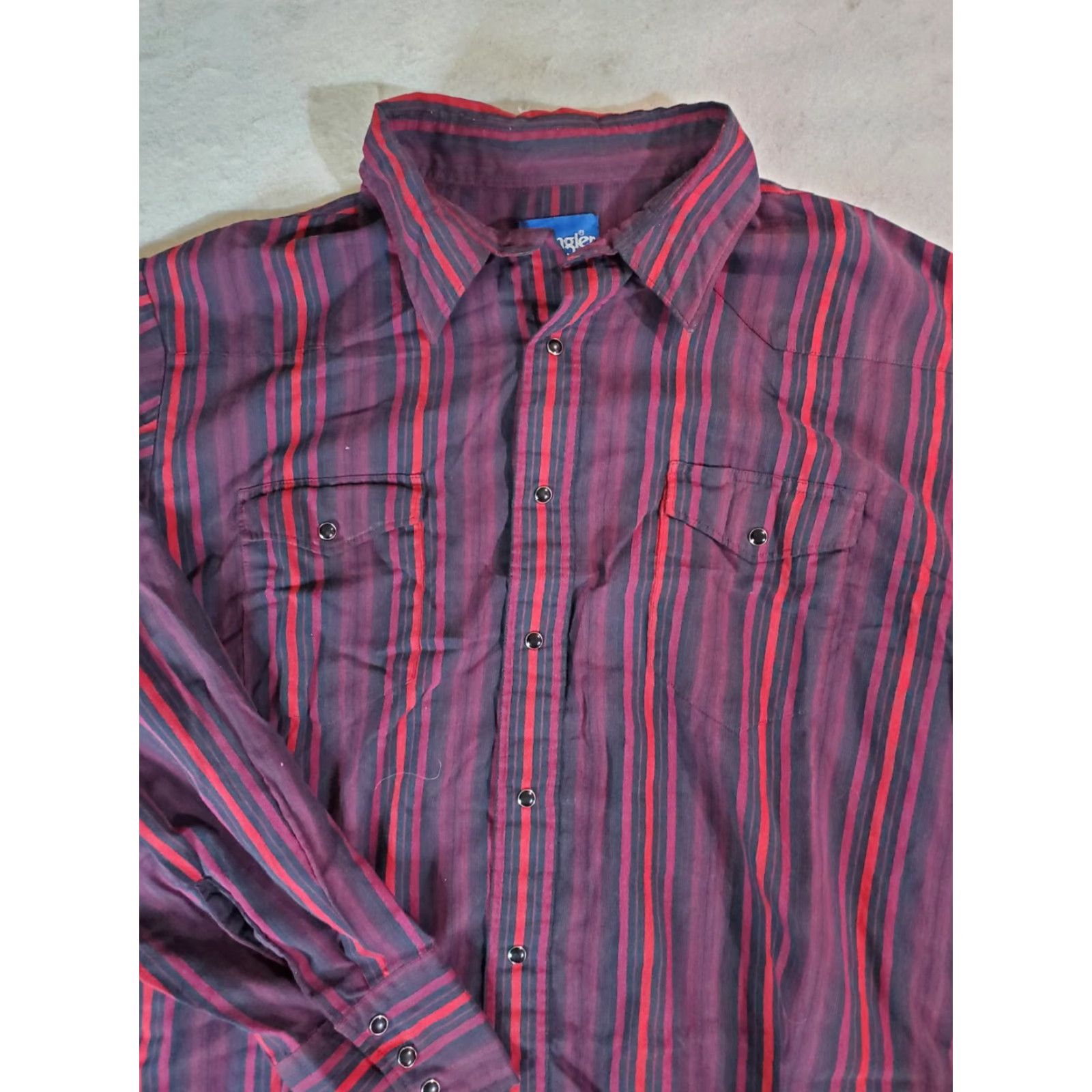Wrangler VINTAGE Wrangler Western Style Shirt XL Mens Black/Pink/Red Striped Pearl Snap Button-Up Western Theme Casual Outdoors Size US XL / EU 56 / 4 - 2 Thumbnail