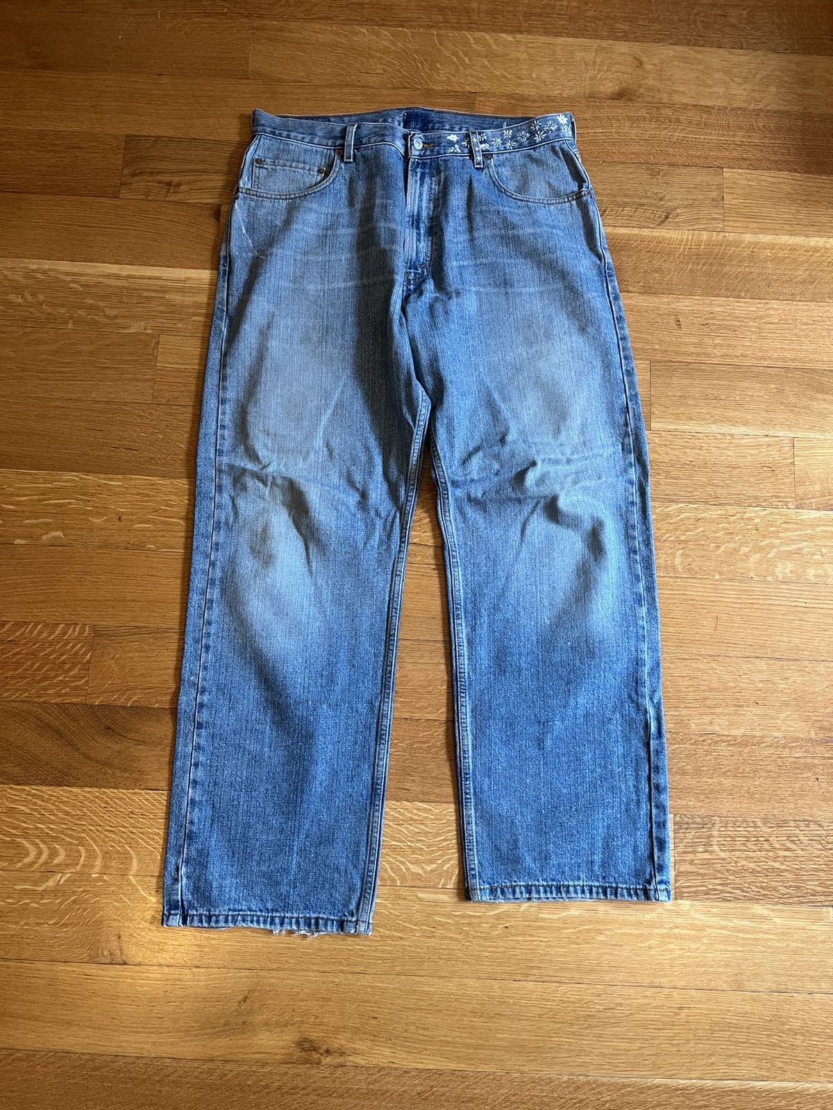 Levi's Sashiko Wide Legged Baggy Blue Denim Size US 36 / EU 52 - 1 Thumbnail