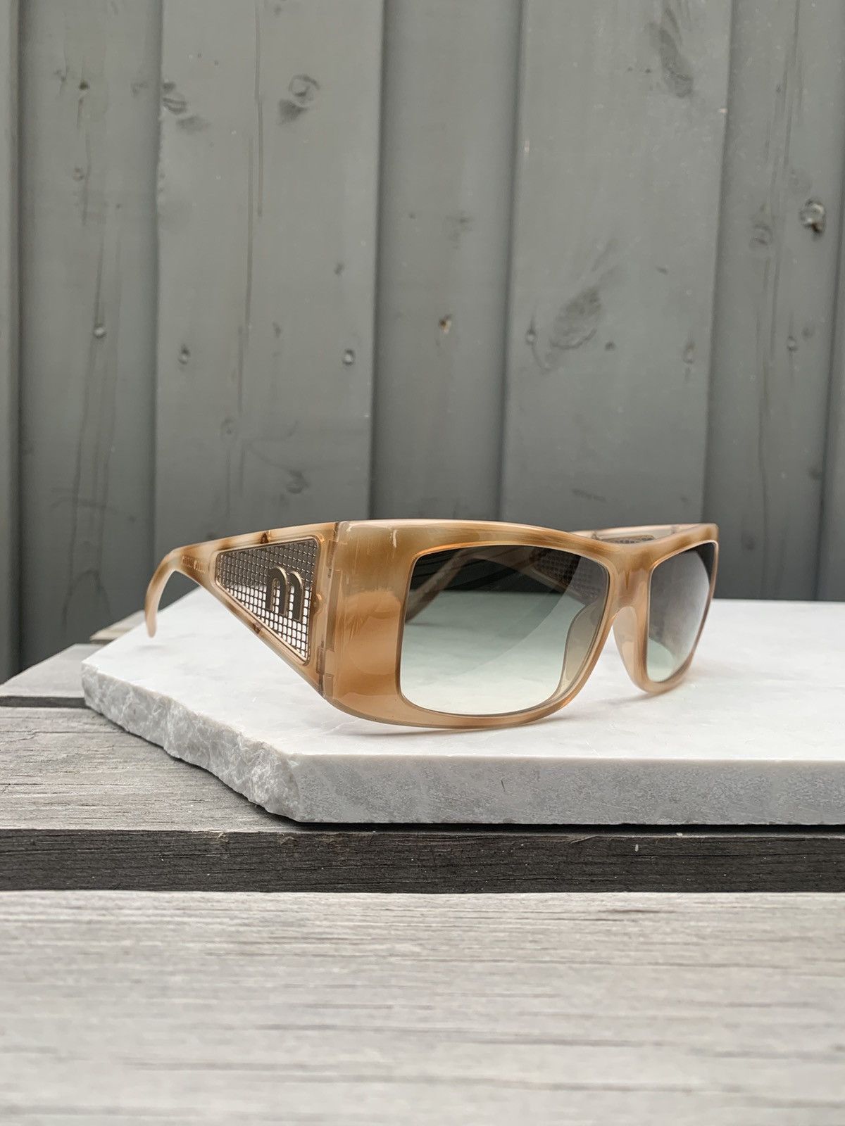 Miu Miu × Prada × Vintage 2000s Miu Miu Sunglasses Mesh Side Y2K Vintage Prada SMU01H Size ONE SIZE - 2 Thumbnail
