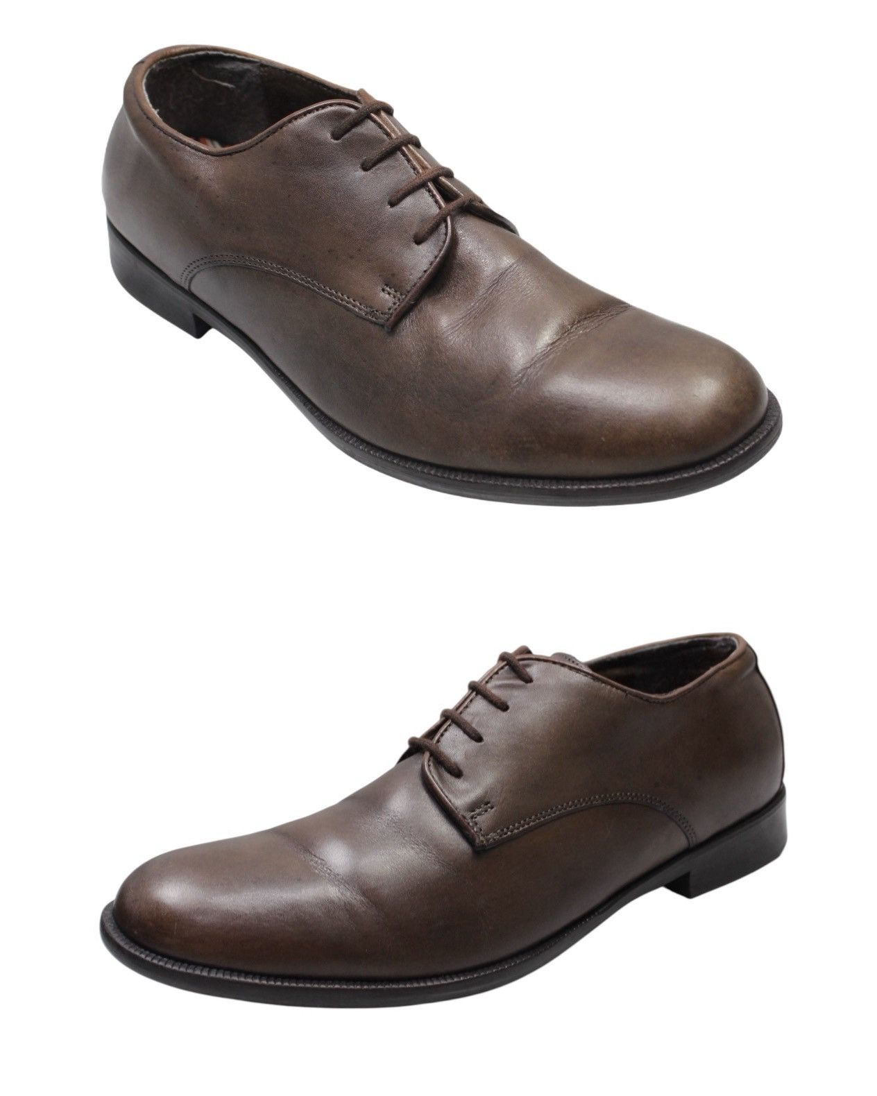 Japanese Brand 2000S STEFANO ROSSI CLASSIC BROWN LEATHER DERBY SHOES Size US 7.5 / EU 40-41 - 2 Thumbnail