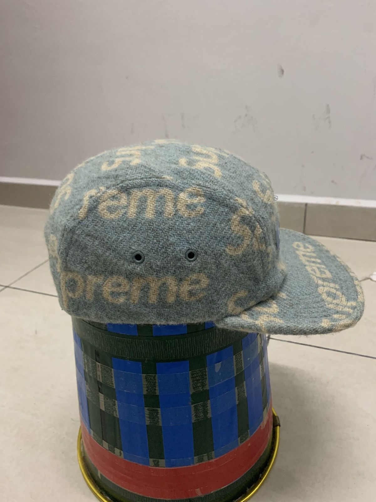 Harris Tweed × Supreme Supreme Harris Tweed Camp Cap in Light Blue Size ONE SIZE - 4 Thumbnail