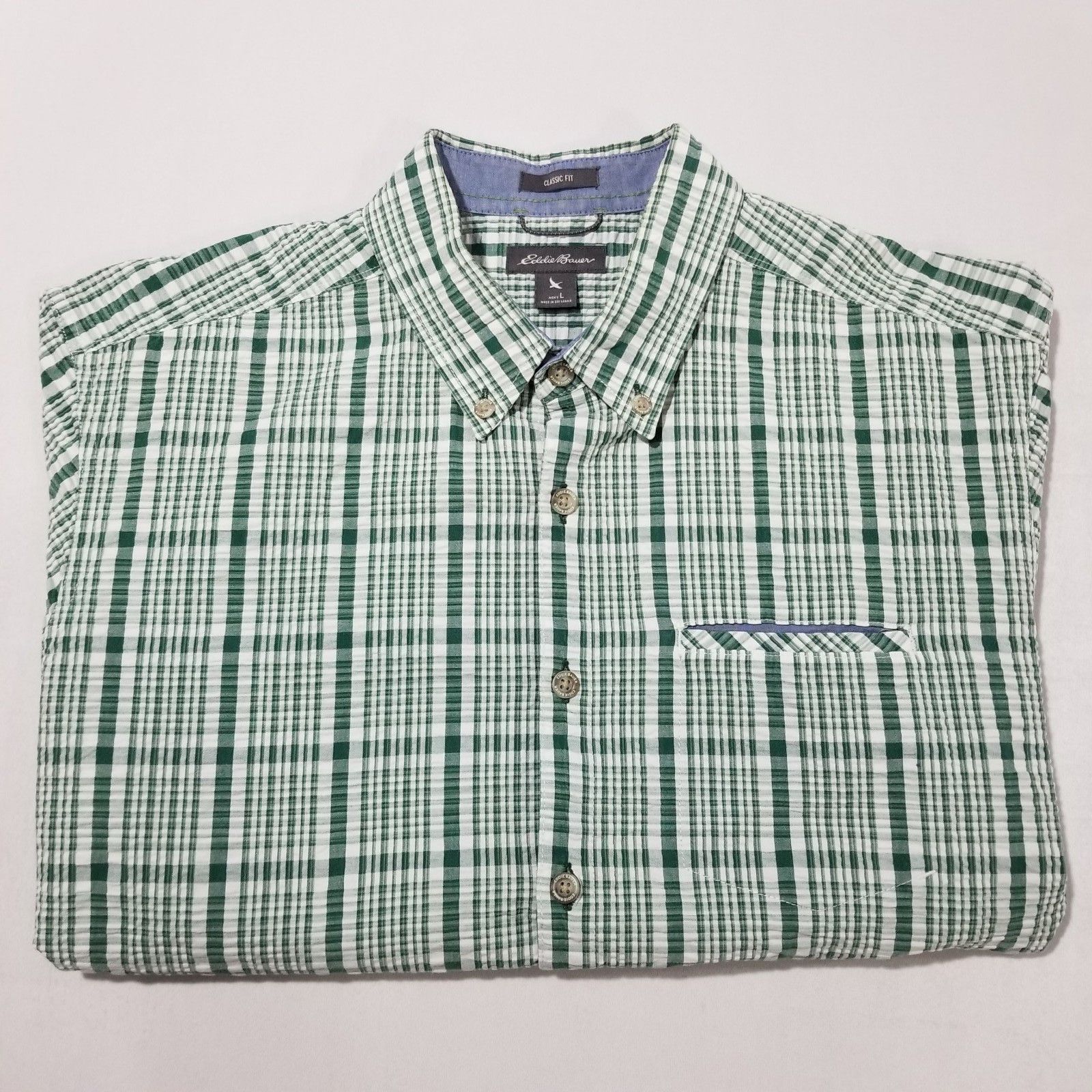 Eddie Bauer Eddie Bauer Shirt Mens Large Seersucker Short Sleeve Classic Size US L / EU 52-54 / 3 - 3 Thumbnail
