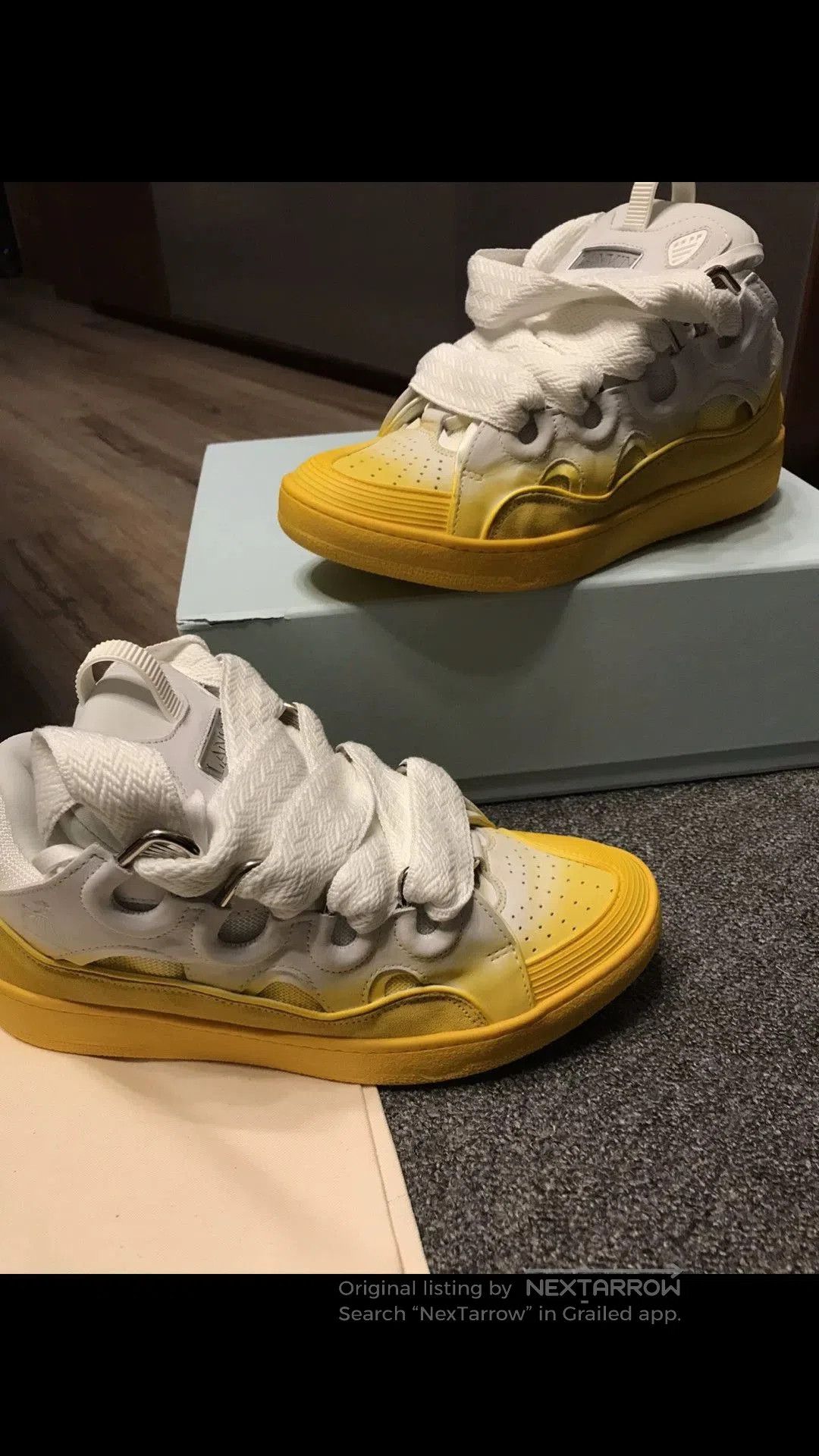 Lanvin White and Yellow Gradient High-Top Sneakers. Size US 9 / EU 42 - 6 Thumbnail
