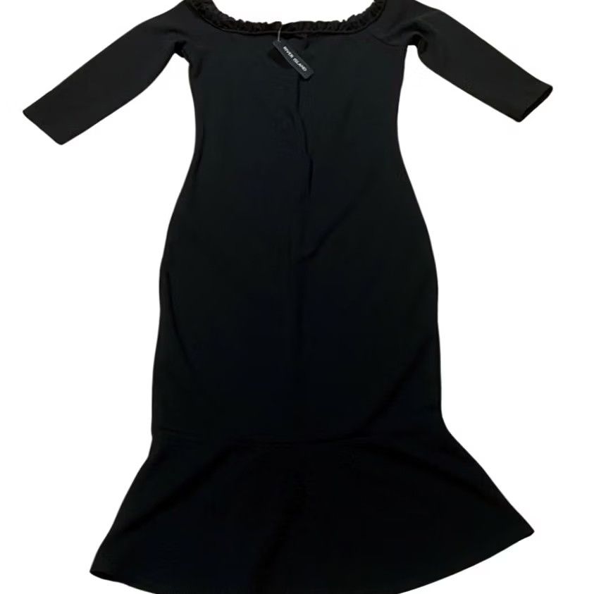 River Island VINTAGE River Island Dress UK 8 Neo Classic Off The Shoulder Black Womens (New With Defect) Size M / US 6-8 / IT 42-44 - 2 Thumbnail