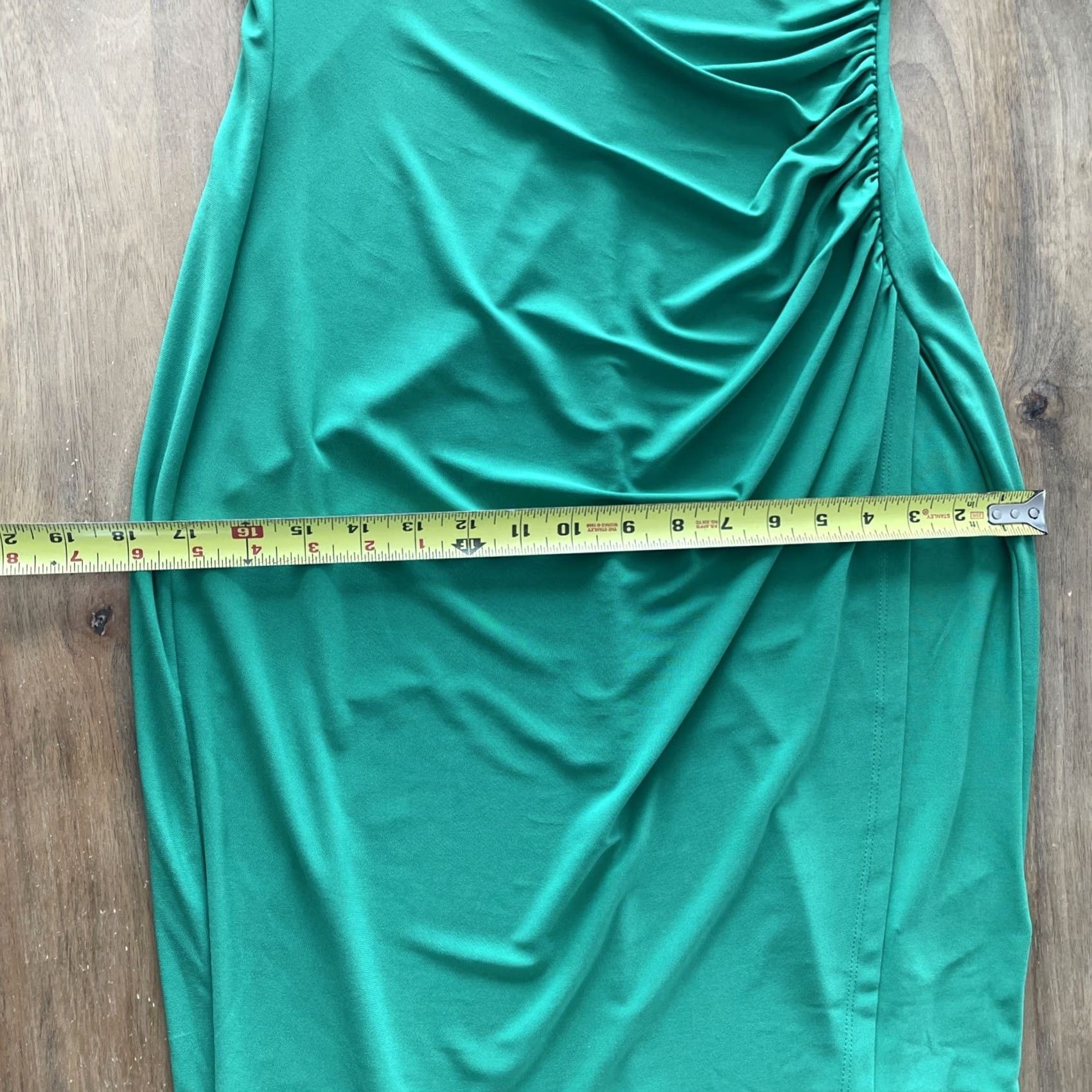 Ralph Lauren Lauren Ralph Lauren Dress Sleeveless V-Neck Midi Wrap Ruched Solid Green Women's 4 Regular Stretch Polyester Spandex Jersey Size S / US 4 / IT 40 - 7 Thumbnail