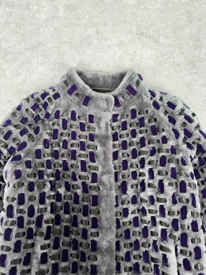 Emporio Armani Emporio Armani Purple & Grey Waffled Velvet Contemporary Jacket Size M / US 6-8 / IT 42-44 - 4 Thumbnail