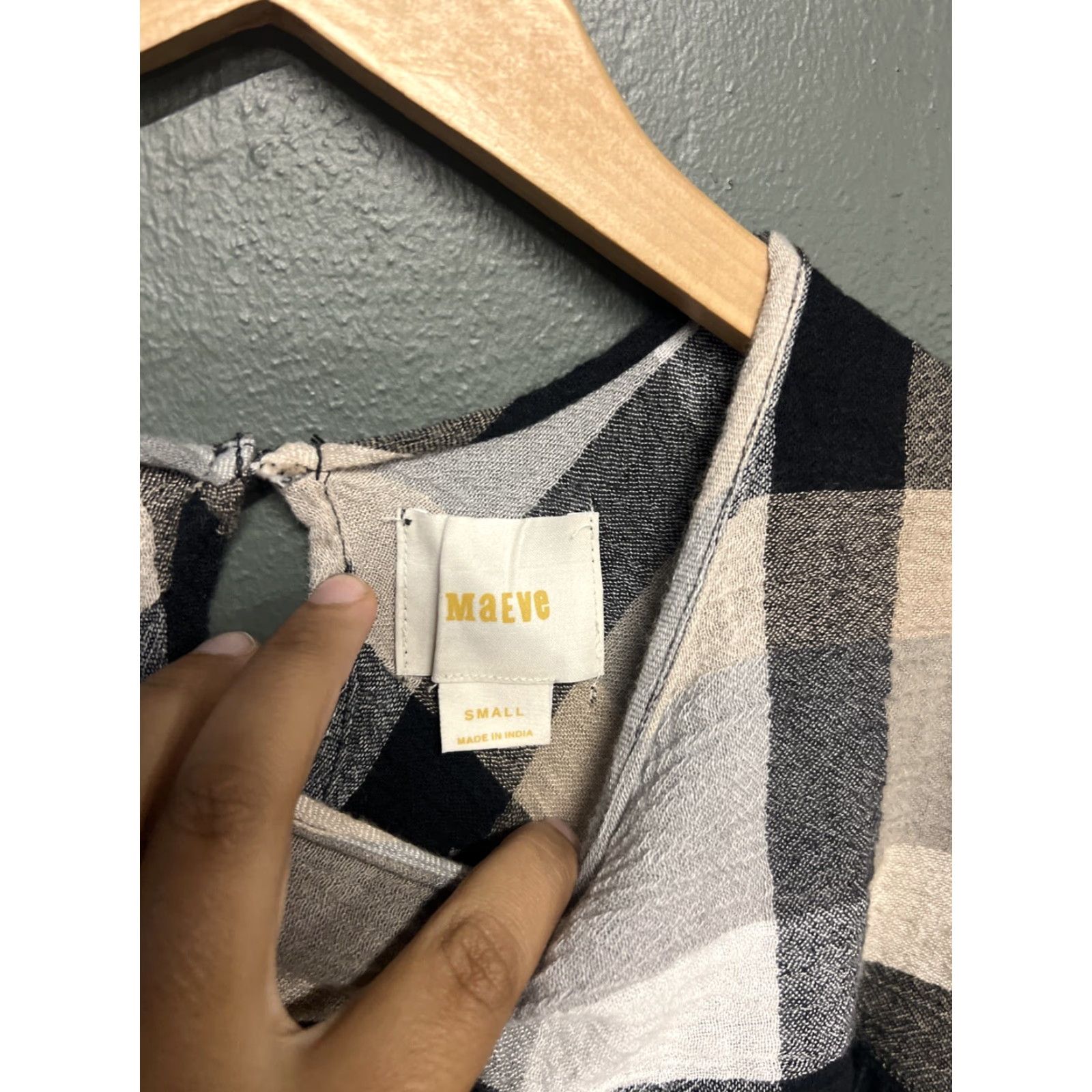Vintage Maeve Plaid Kimono Shift Dress Tunic Top Tie Size S Gray Women Knee Length Size S / US 4 / IT 40 - 2 Thumbnail