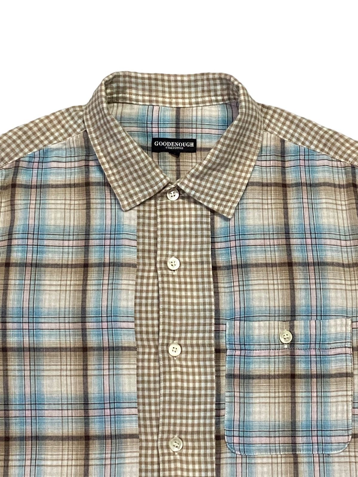 GOODENOUGH × Japanese Brand Goodenough Spellout Checked Shirt Button Ups Size US M / EU 48-50 / 2 - 13 Thumbnail