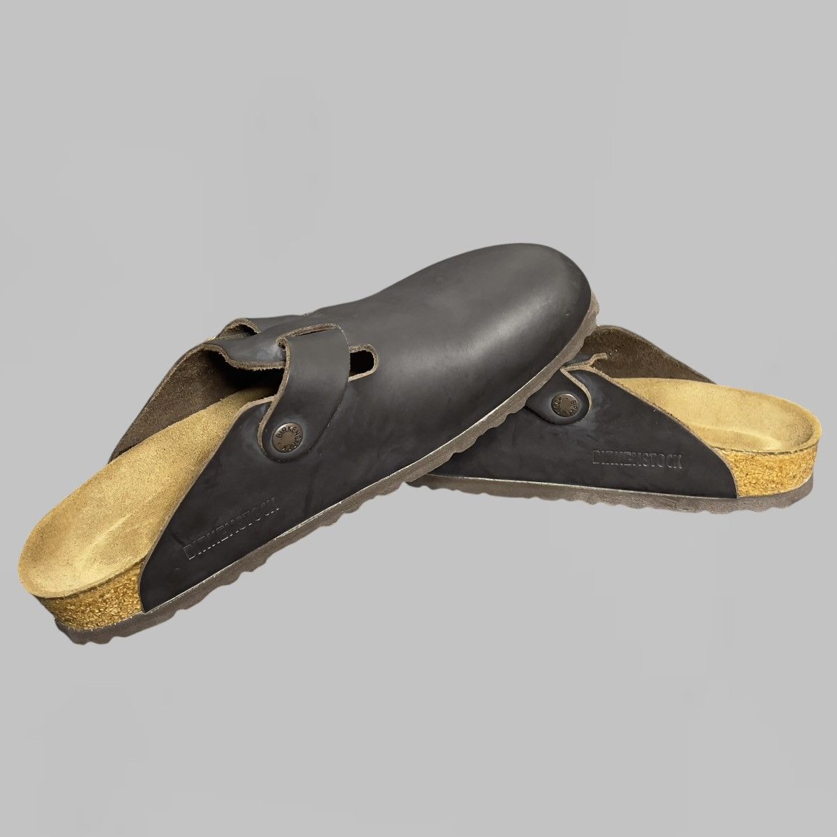 Birkenstock BIRKENSTOCK BROWN LEATHER BOSTON SLIDES SIZE 40-41 Size US 8 / EU 41 - 5 Thumbnail