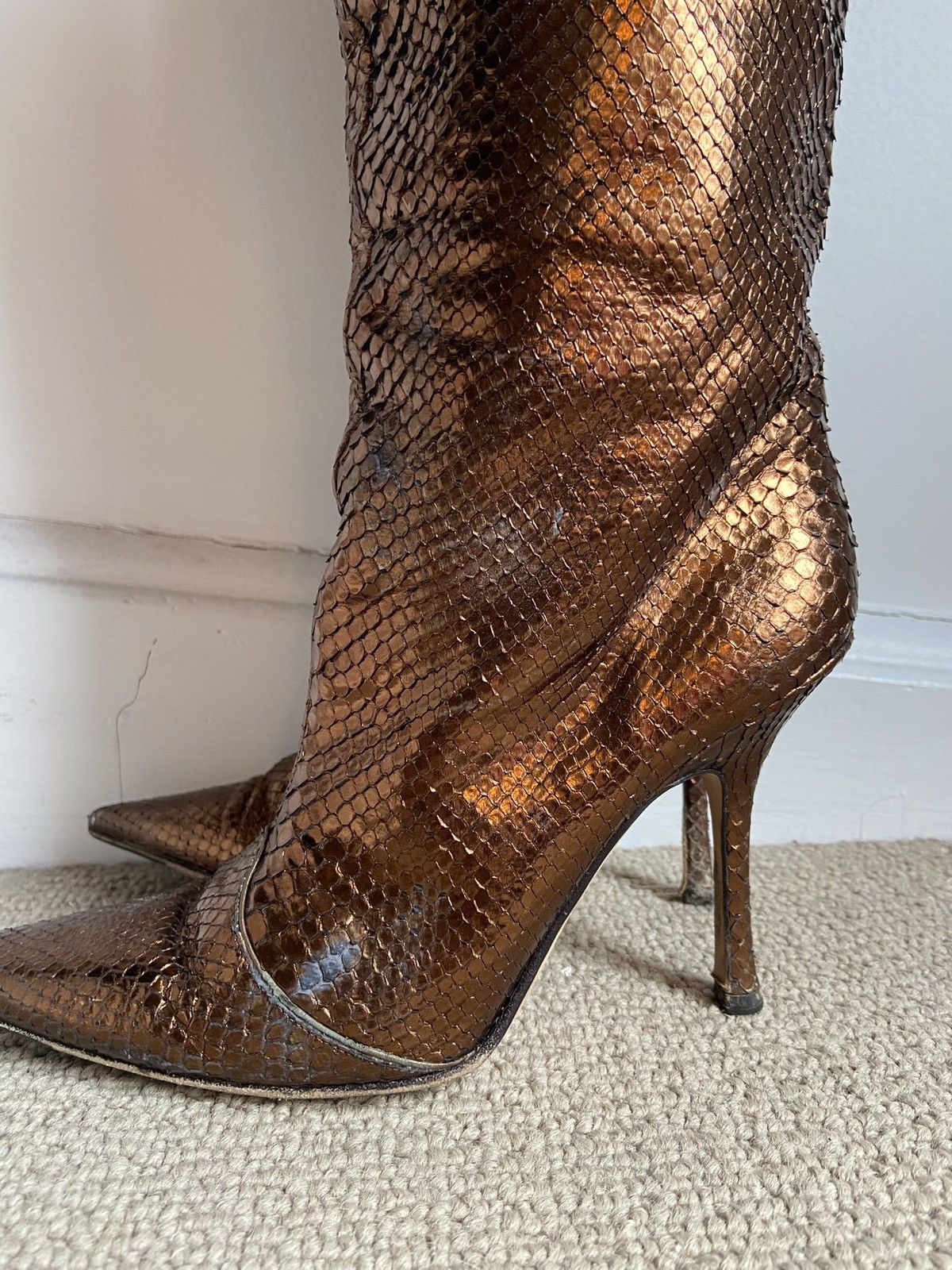 Jimmy Choo Jimmy Choo Mavis Python Metallic Boots Size US 8 / IT 38 - 10 Thumbnail