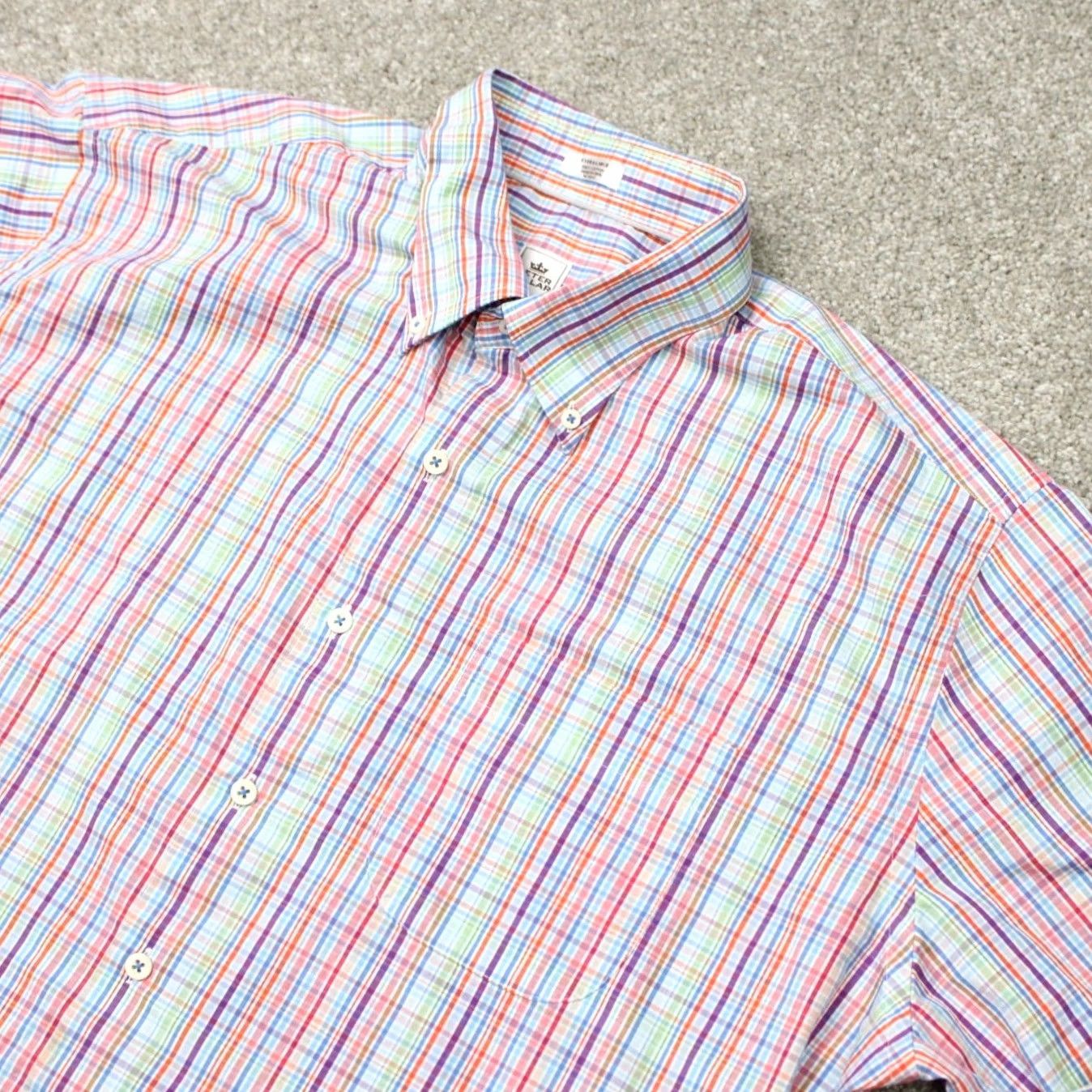 Peter Millar Peter Millar Shirt Men XL Blue/Orange/Purple 100% Cotton Long Sleeve Button Down Regular Fit Shirts Mens XL Blue Purple Orange Check Pattern Button-Up Size US XL / EU 56 / 4 - 3 Thumbnail