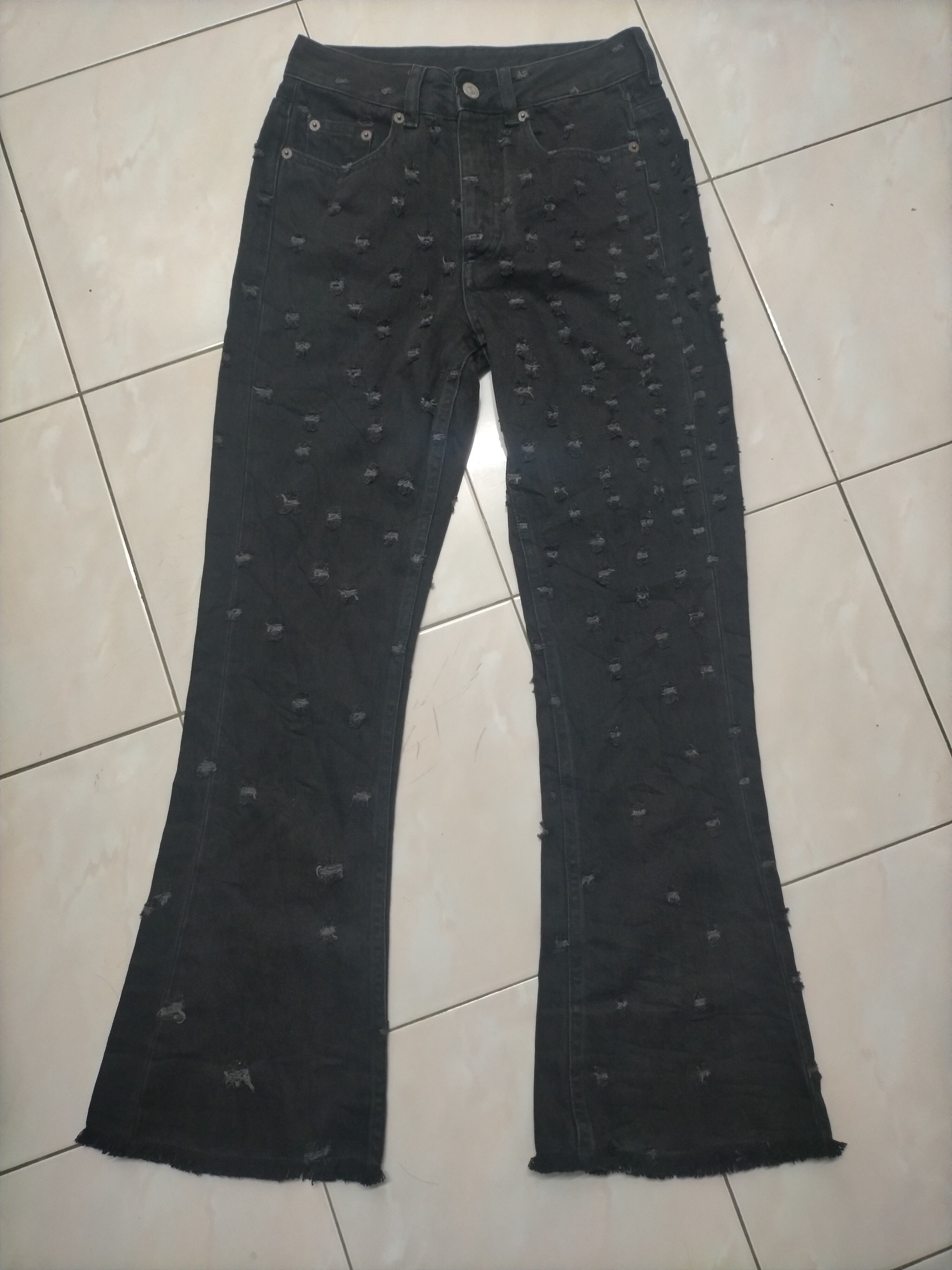 image of Maison Margiela Mm6 2018 Distressed Black Jeans, Women's (Size 27)