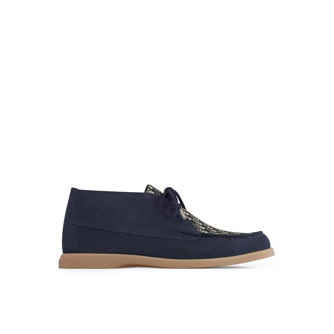 DIOR Granville $1100 Navy Blue Suede And Oblique Jacquard Ch