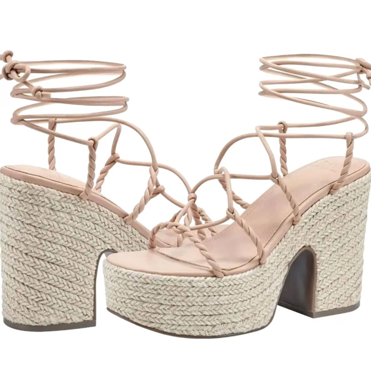 Marc Fisher Marc Fisher Oliver White Lace-Up Strappy Platform Heel Sandals Espadrilles 9 Size US 9 / IT 39 - 8 Thumbnail