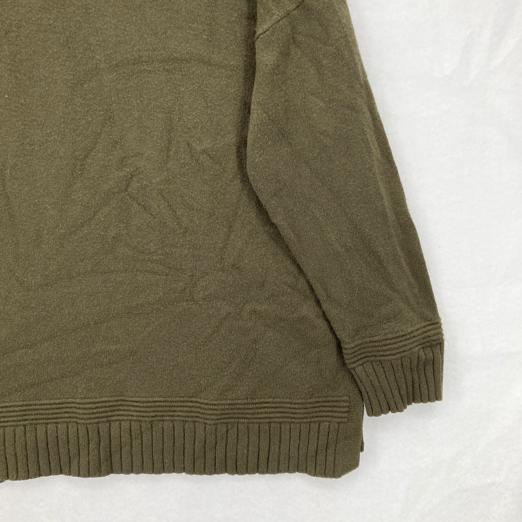 Anthropologie VINTAGE Anthropologie Sweater Womens XL Olive Button Shoulder Mock Neck Ribbed Pullover Size XL / US 12-14 / IT 48-50 - 3 Thumbnail