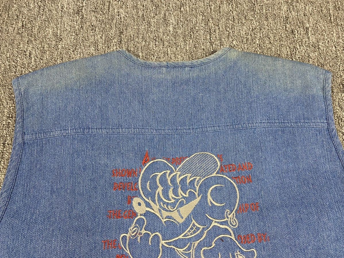 Japanese Brand Embroidered Denim Outdoor Vest Size US XL / EU 56 / 4 - 7 Thumbnail