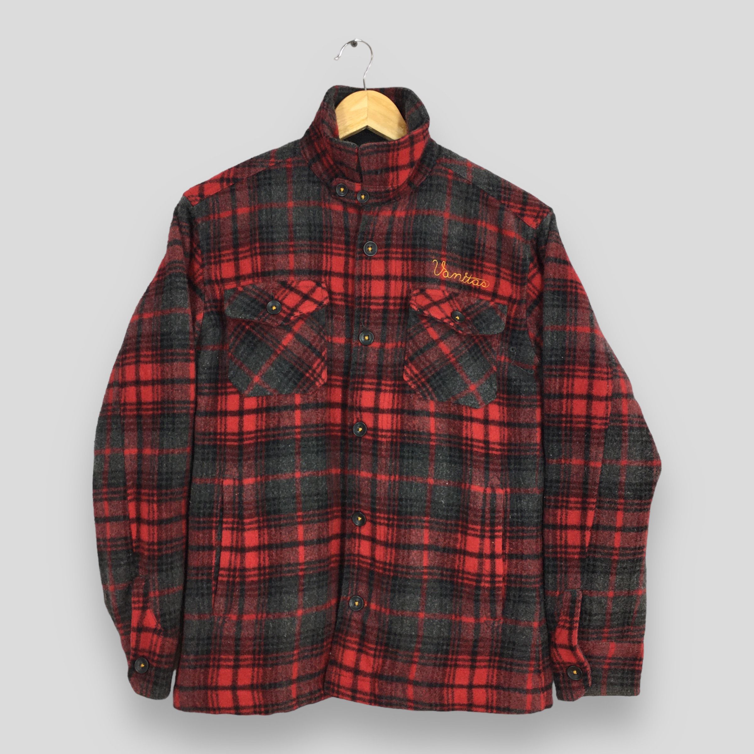 image of Vintage Abahouse Japan Thick Tartan Checked Shirt Medium in Red, Men's