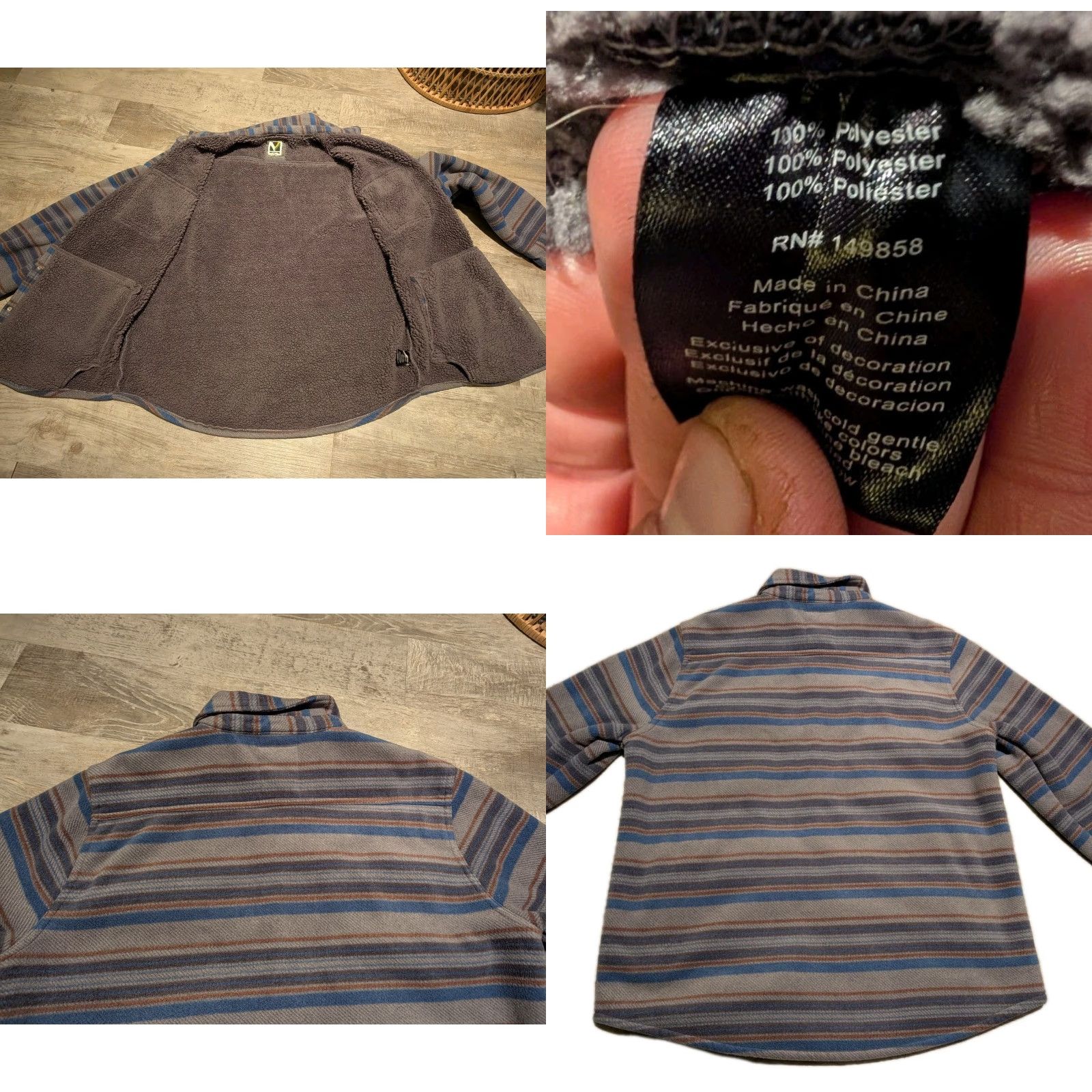 Vintage V Voyager Shacket Button-Up Shirt Male L Blue Gray Striped Fleece Pockets Heavyweight Casual Workwear EUC Size US L / EU 52-54 / 3 - 9 Thumbnail