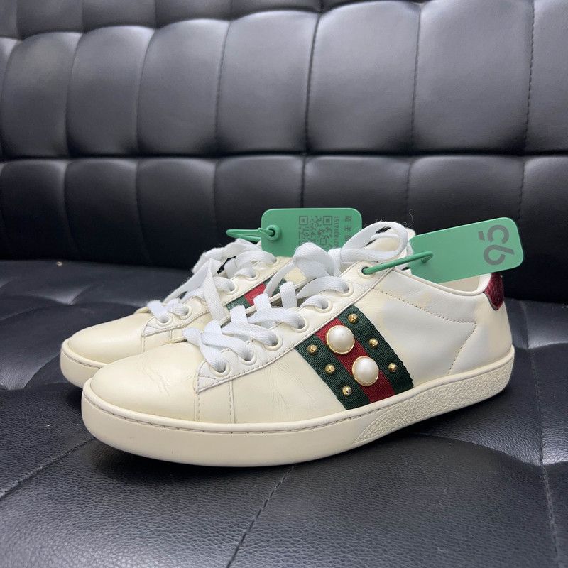 Gucci Gucci ACE Leather Studded Fashion Sneakers for Women 0079 Size US 6.5 / IT 36.5 - 1 Thumbnail
