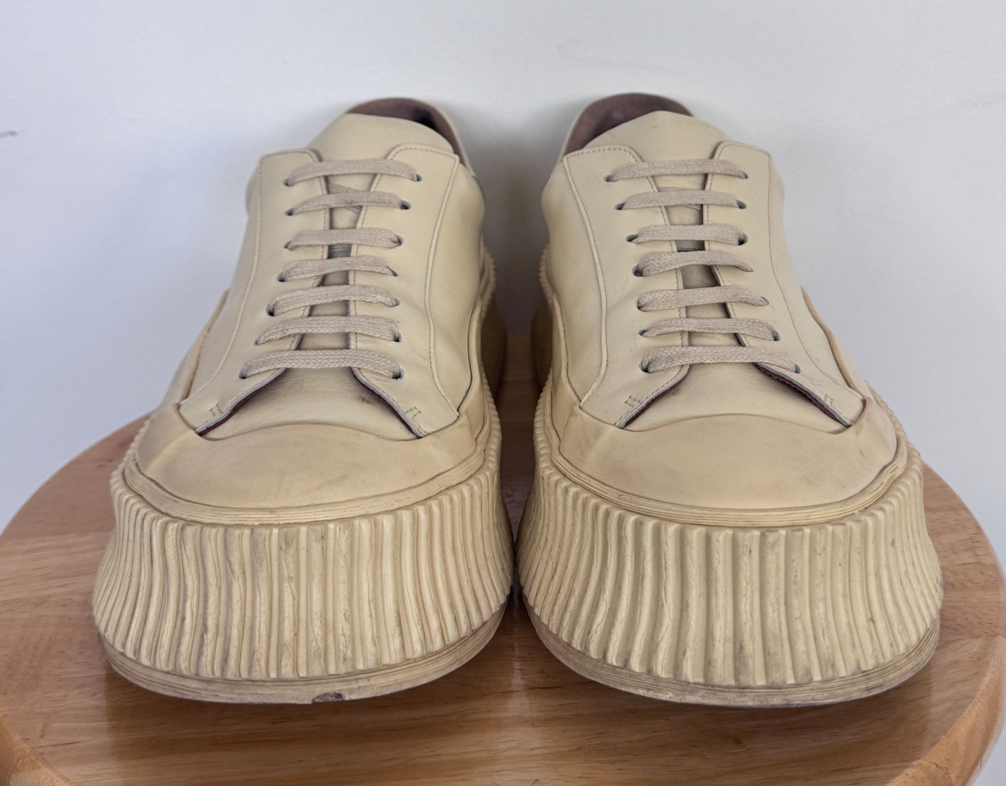 Jil Sander Jil Sander Agnellato Sneaker EU 42 US 9 Light Yellow Size US 9 / EU 42 - 3 Thumbnail