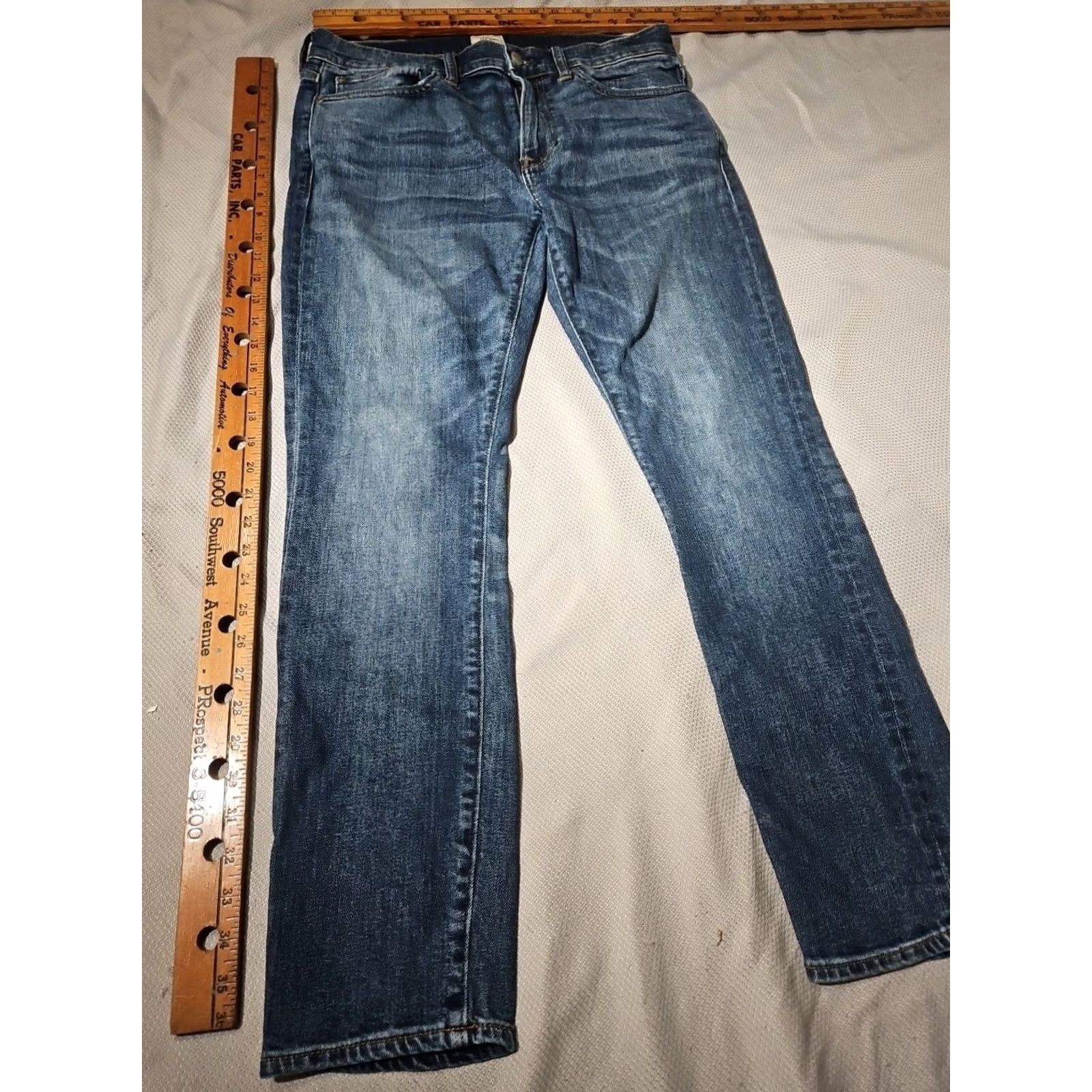 J.Crew J.CREW Jeans Men 33x30 Blue Stretch Kurabo Japanese Denim Casual Whisker Pants Slim Fit 5-Pocket Men’s Blue Jeans Size US 33 - 4 Thumbnail