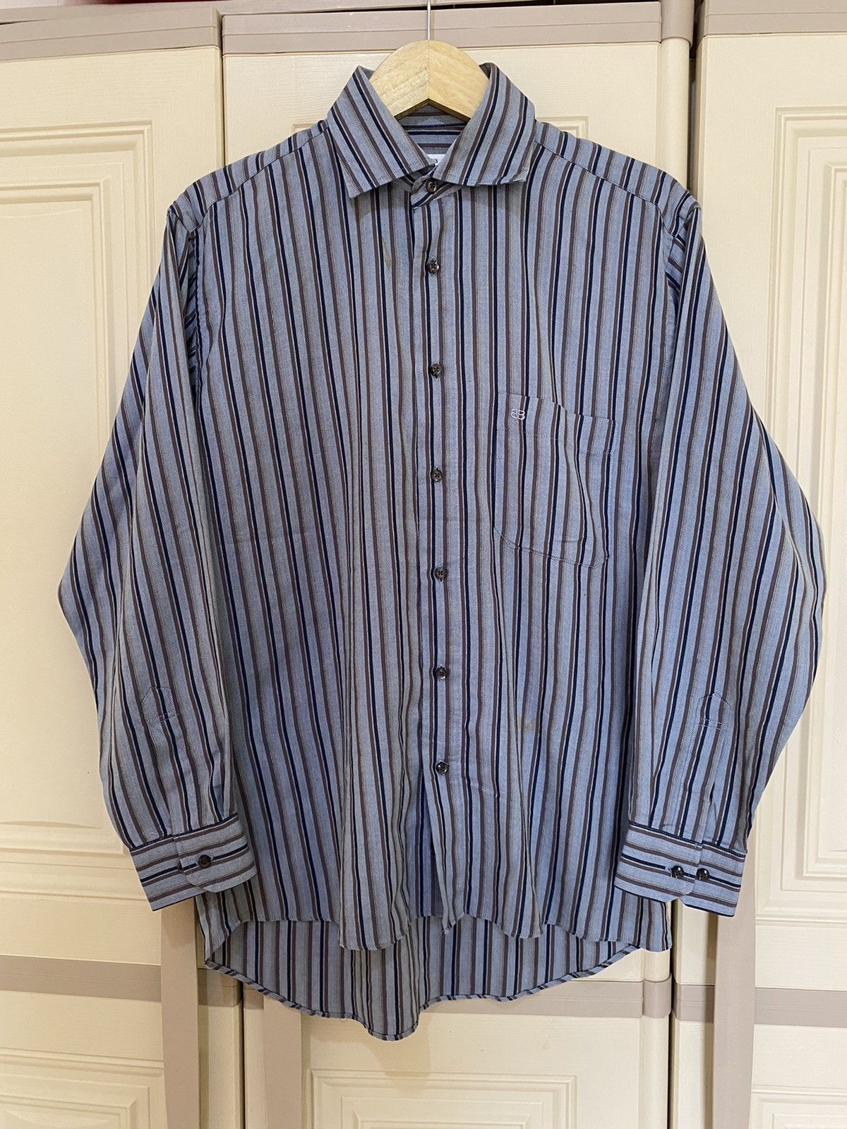 Balenciaga Vintage balenciaga BB double stripes button up shirt Size US L / EU 52-54 / 3 - 1 Thumbnail