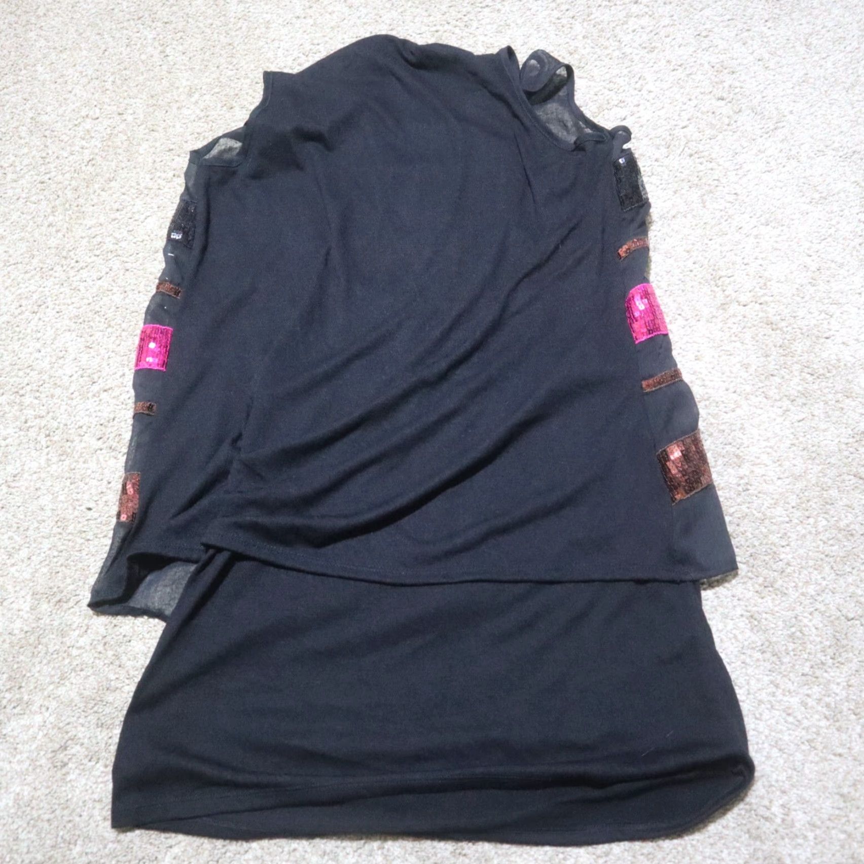 Pinko NEW New Directions Top Sleeveless Black Pink Sparkly Polyester Womens M Medium Shirt Womens Medium Black Pink Sparkly Colorful 90s Theme Size M / US 6-8 / IT 42-44 - 6 Thumbnail