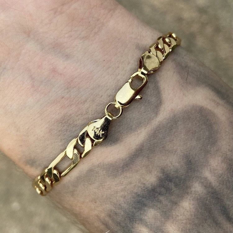 Jewelry Gold Bracelet Figaro Link 8in 6mm Size ONE SIZE - 2 Thumbnail