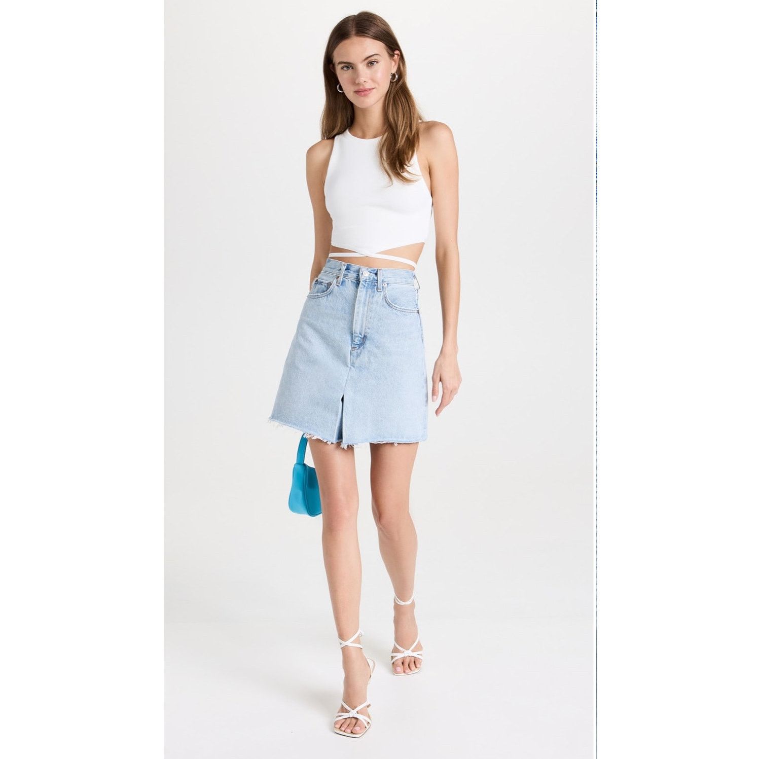 Agolde High Rise Denim Cutoff Pleat Skort size 26