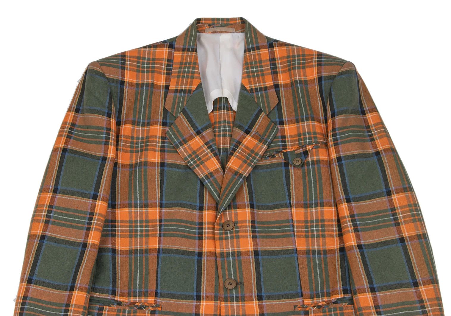 Jean Paul Gaultier Linen Cotton Tartan Check 3B Jacket Multi M Size Size US M / EU 48-50 / 2 - 2 Thumbnail