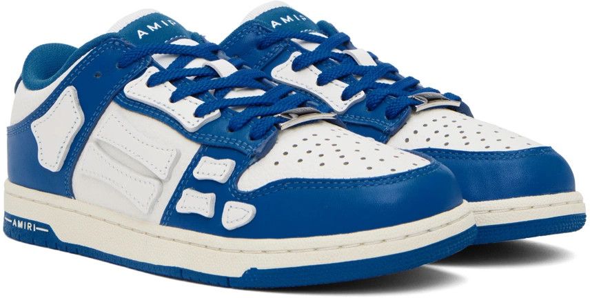 Amiri oc11z0325 KIDS Skelton Low-Top Sneakers in White/Blue Size US 5 / EU 37 - 4 Thumbnail
