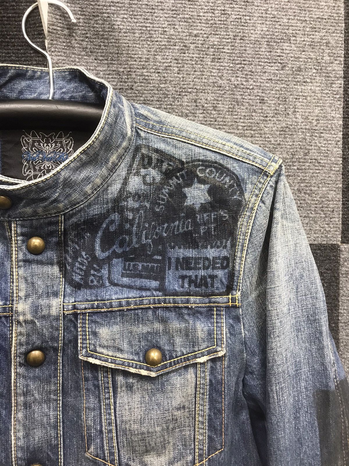 Japanese Brand Archival VelvetBlue Japanese Art Designer Trucker Jacket Size US M / EU 48-50 / 2 - 3 Thumbnail