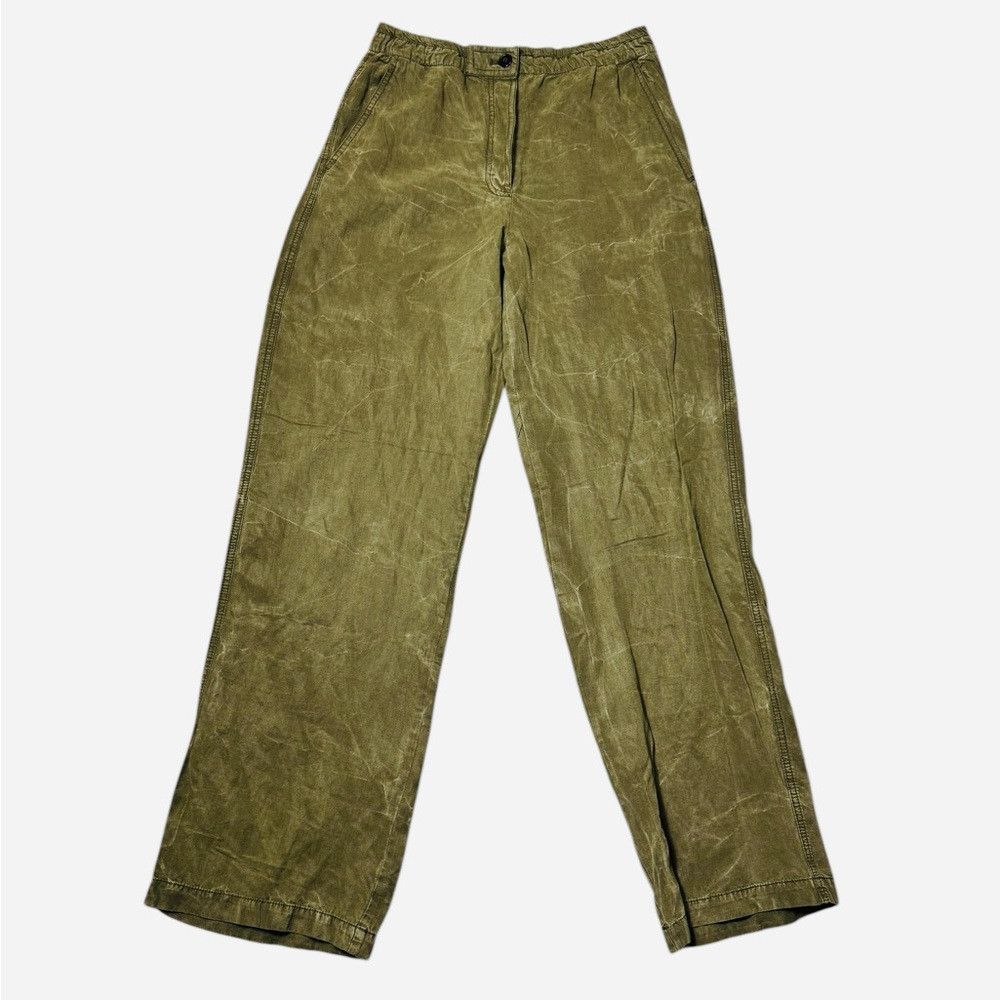 Zara NWT New Zara Olive Marble Linen Blend Chino Pants Size M Size 32" / US 10 / IT 46 - 1 Thumbnail