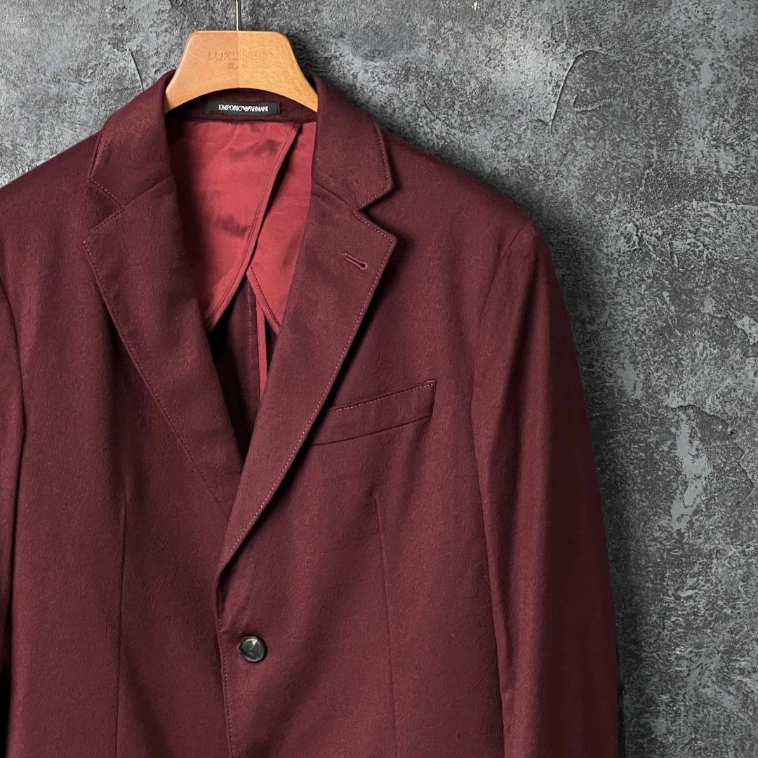 Other Armani Deep Red Cashmere Blazer Size 44S - 3 Thumbnail